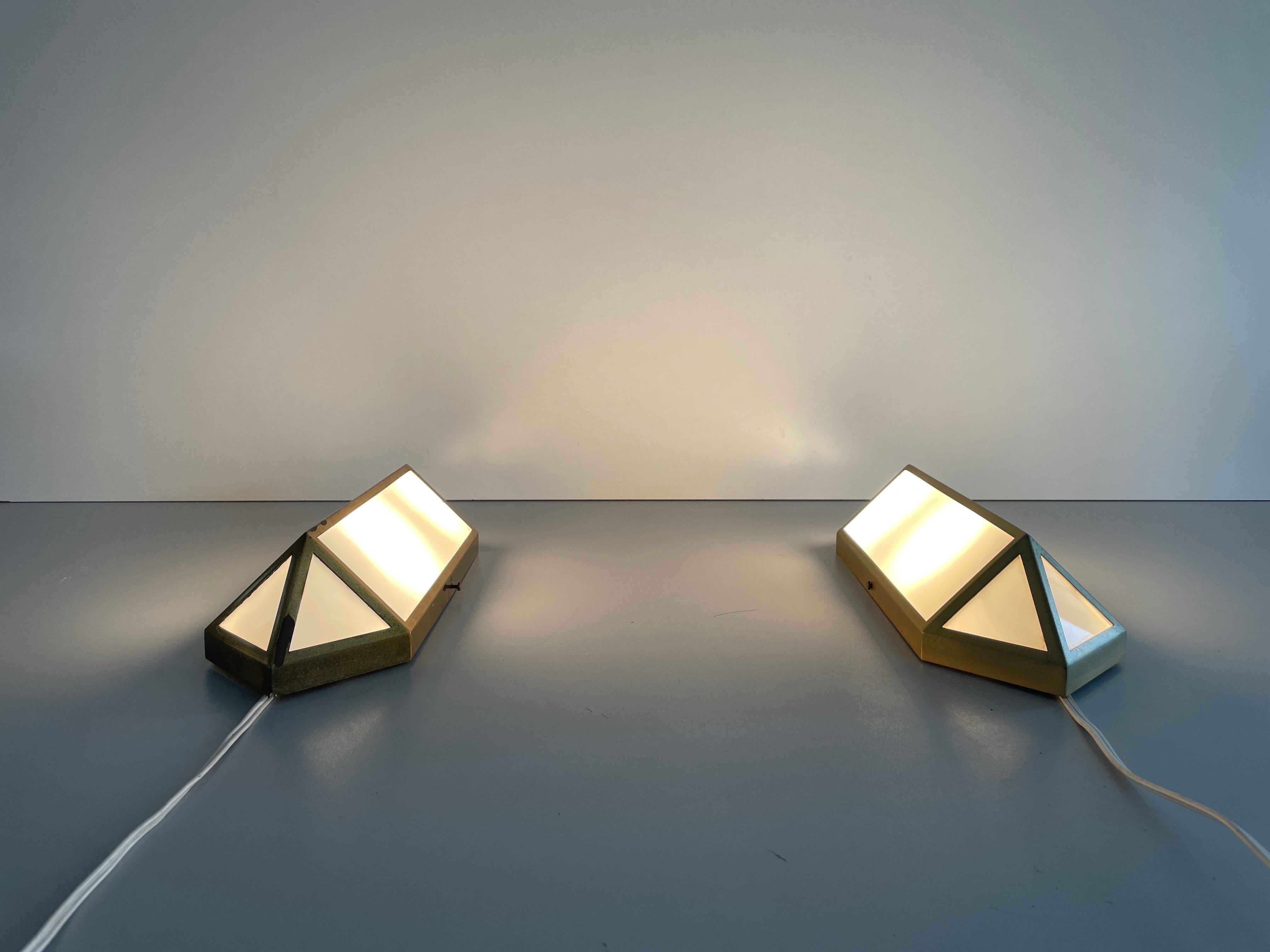 Art Deco Style Brass and Glass Pair of Sconces, 1950s, Germany For Sale 10