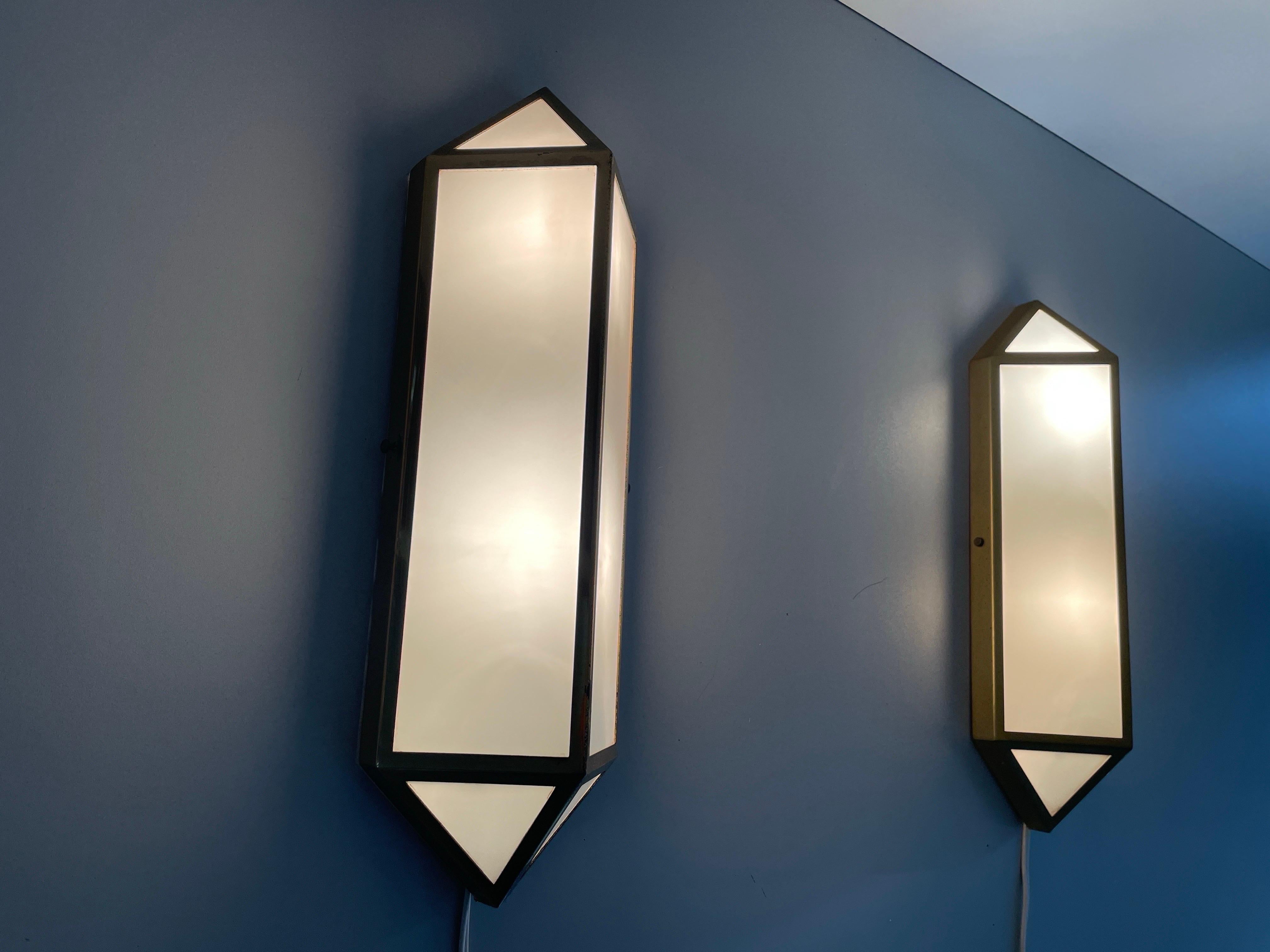 Art Deco Style Brass and Glass Pair of Sconces, 1950s, Germany For Sale 12