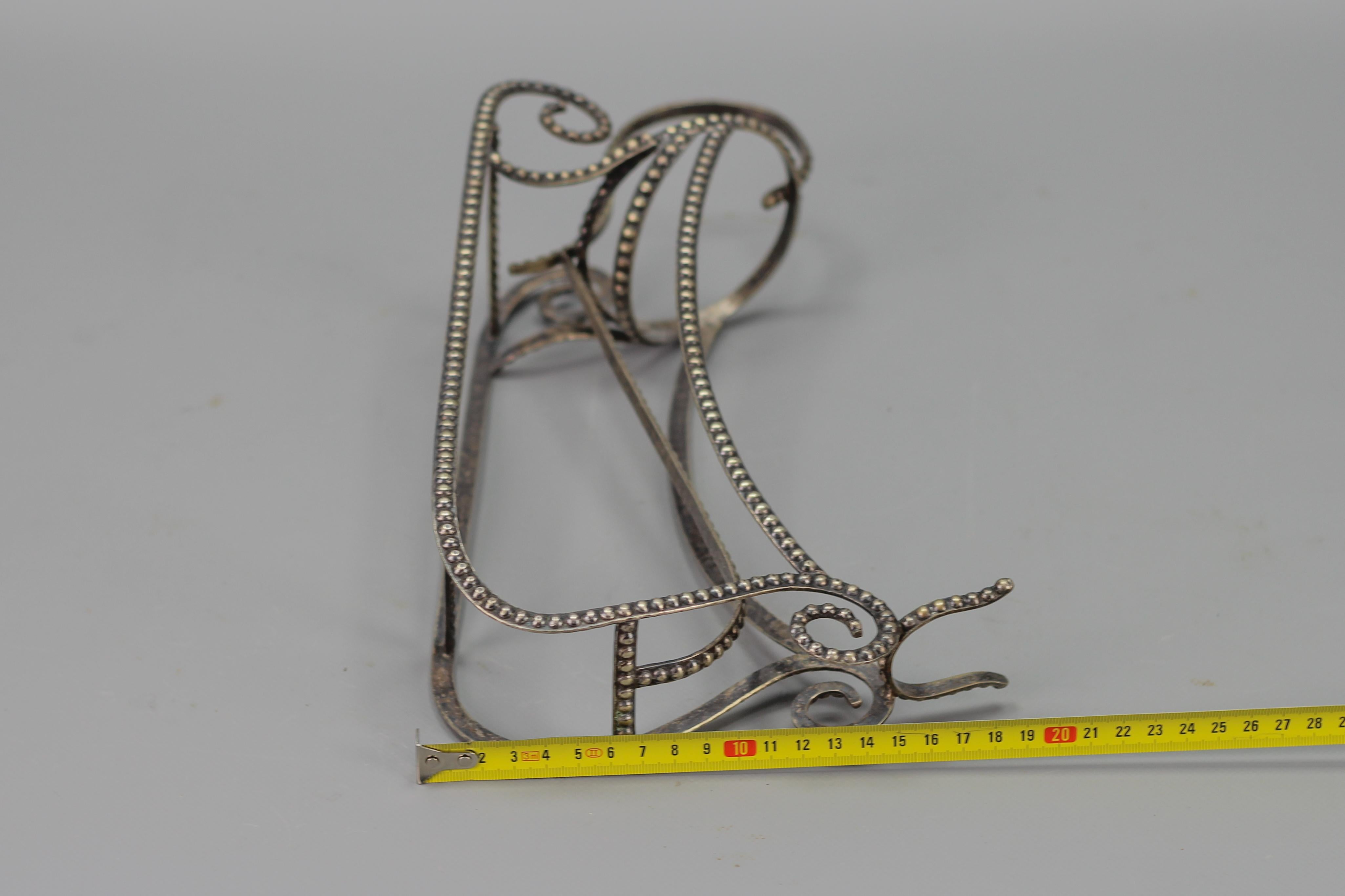 Art Deco Style Brass Silver Color Sleigh-Shaped Bottle Holder  For Sale 6