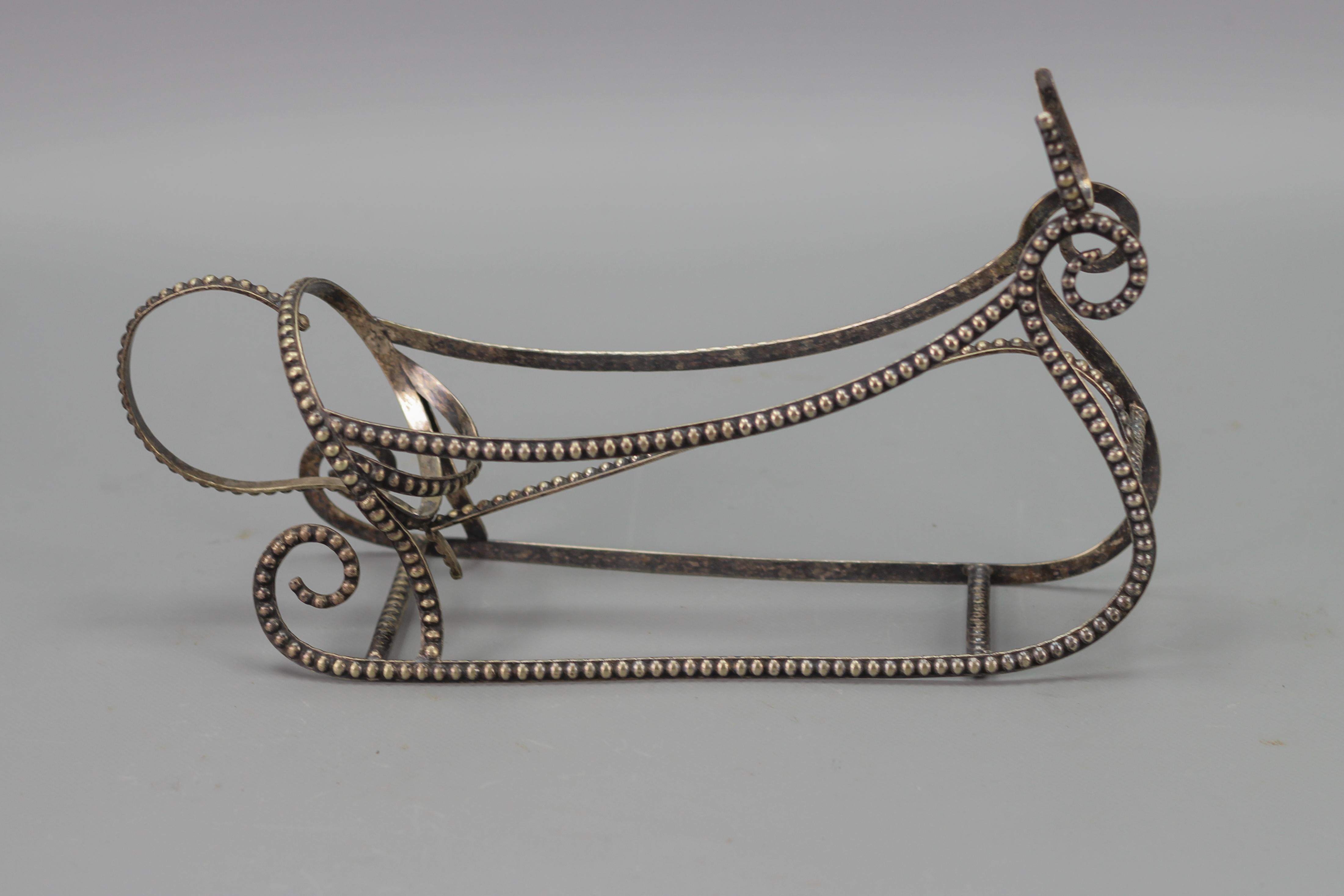 Art Deco Style Brass Silver Color Sleigh-Shaped Bottle Holder  For Sale 8