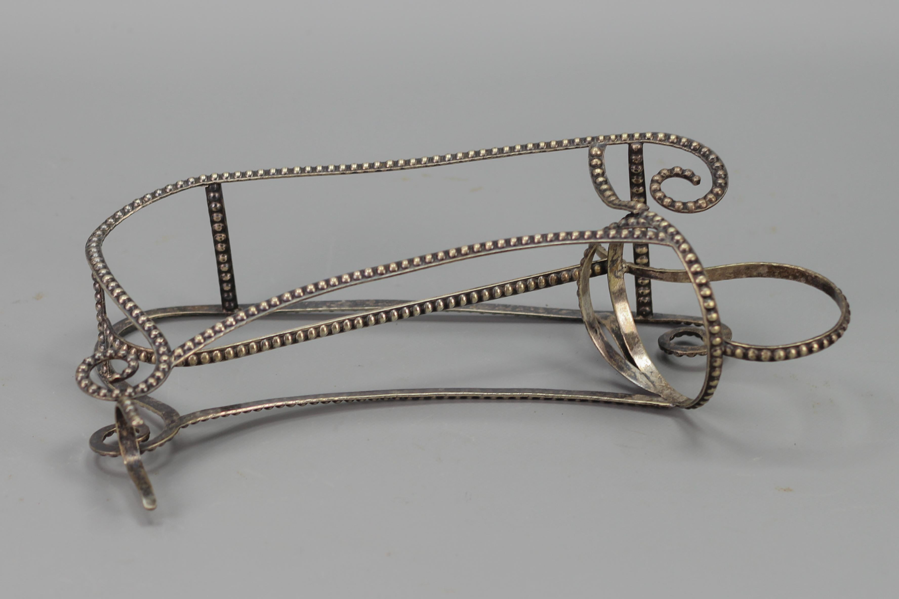 Art Deco Style Brass Silver Color Sleigh-Shaped Bottle Holder  For Sale 9