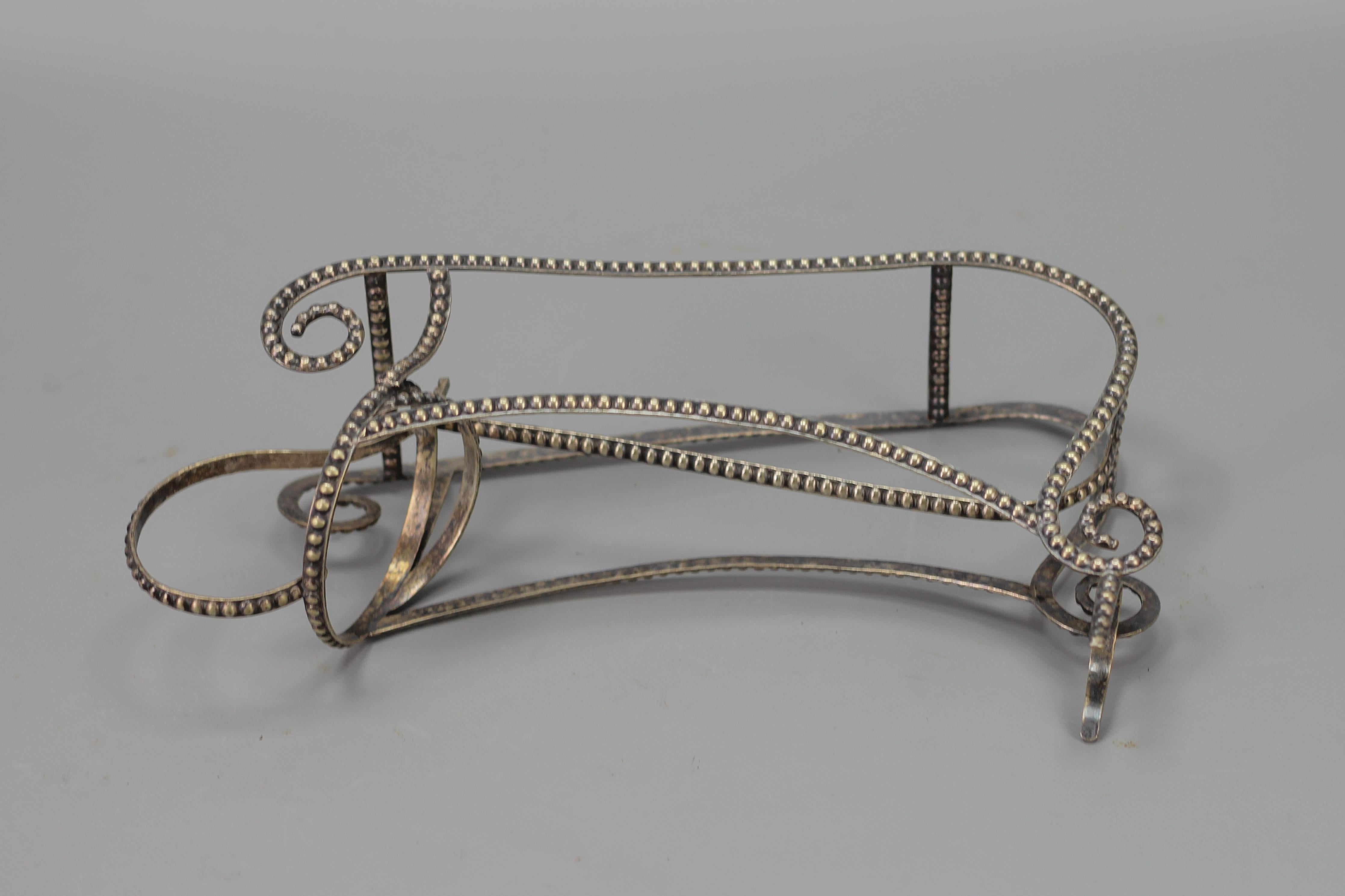 Art Deco Style Brass Silver Color Sleigh-Shaped Bottle Holder  For Sale 10