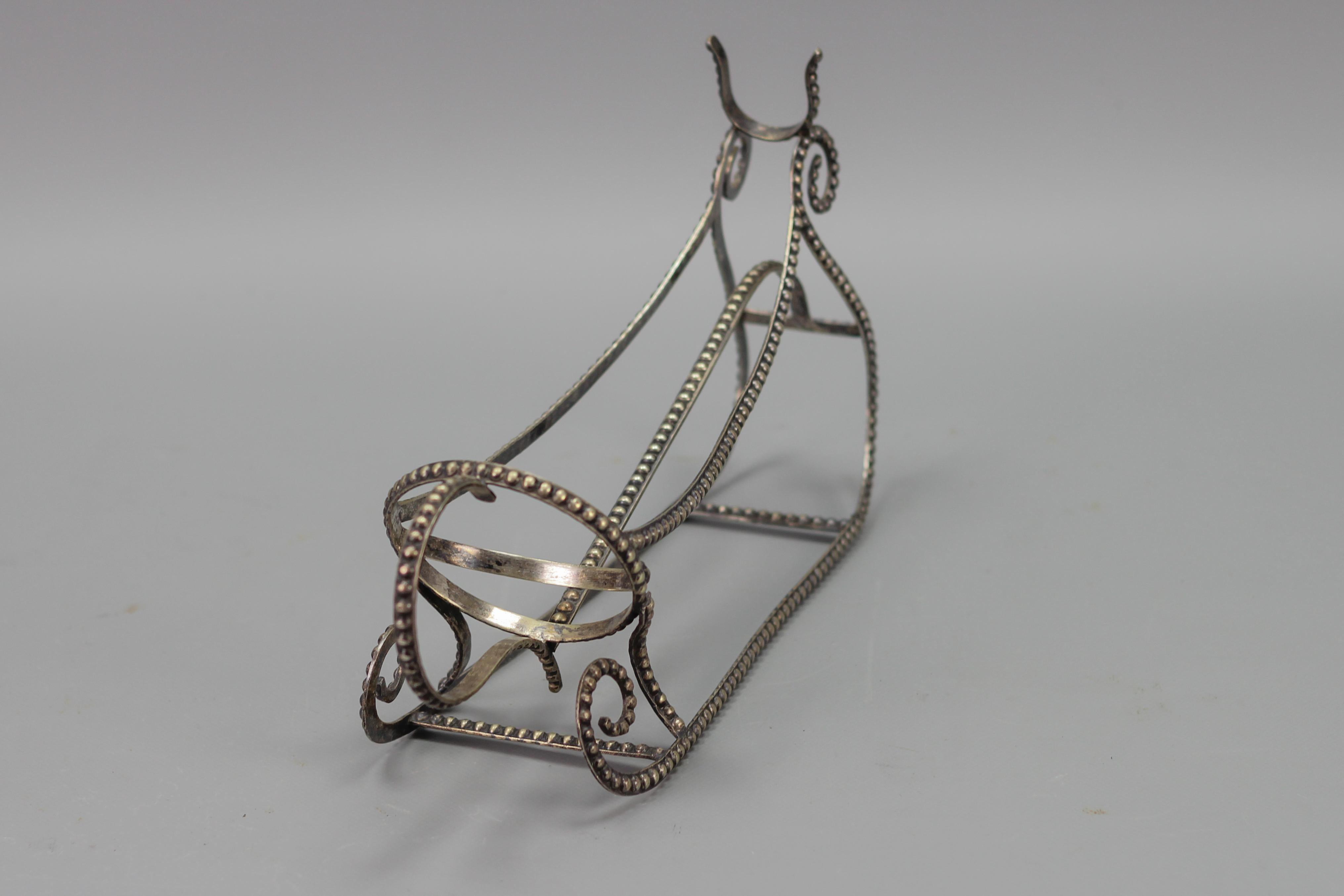 Art Deco Style Brass Silver Color Sleigh-Shaped Bottle Holder  For Sale 4