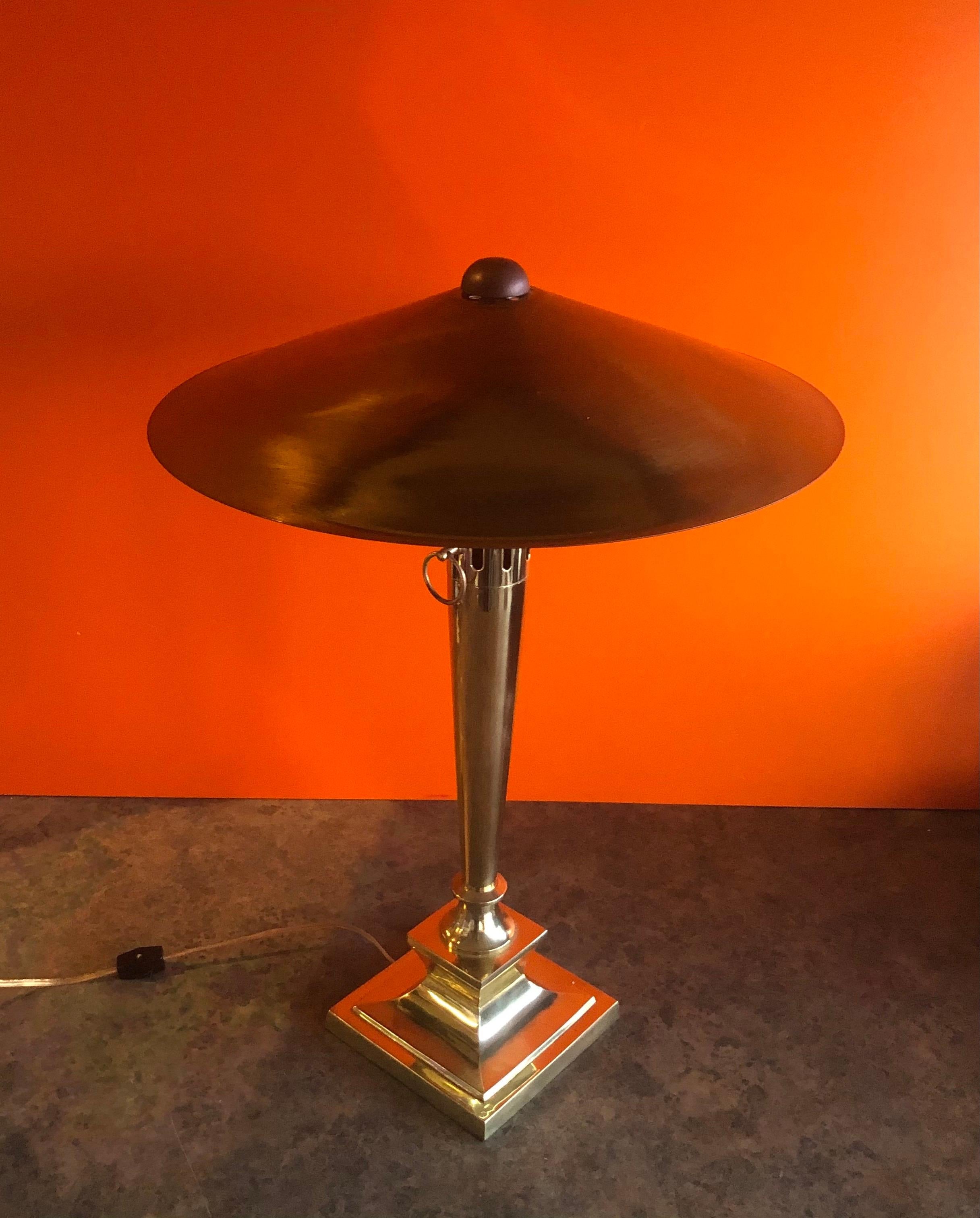 Art Deco Style Brass Table Lamp with Brass Shade 5