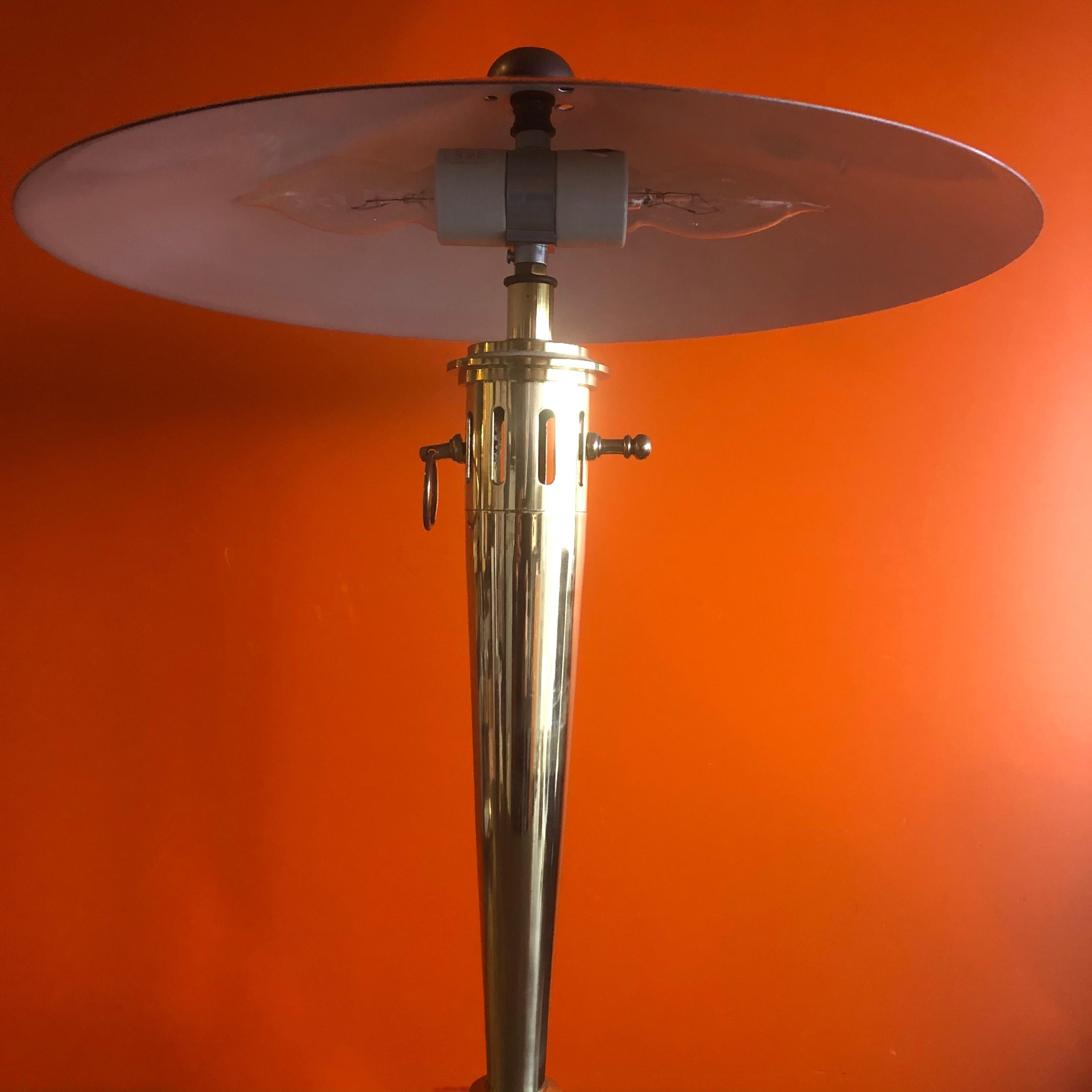 Art Deco Style Brass Table Lamp with Brass Shade 1
