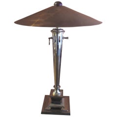 Art Deco Style Brass Table Lamp with Brass Shade