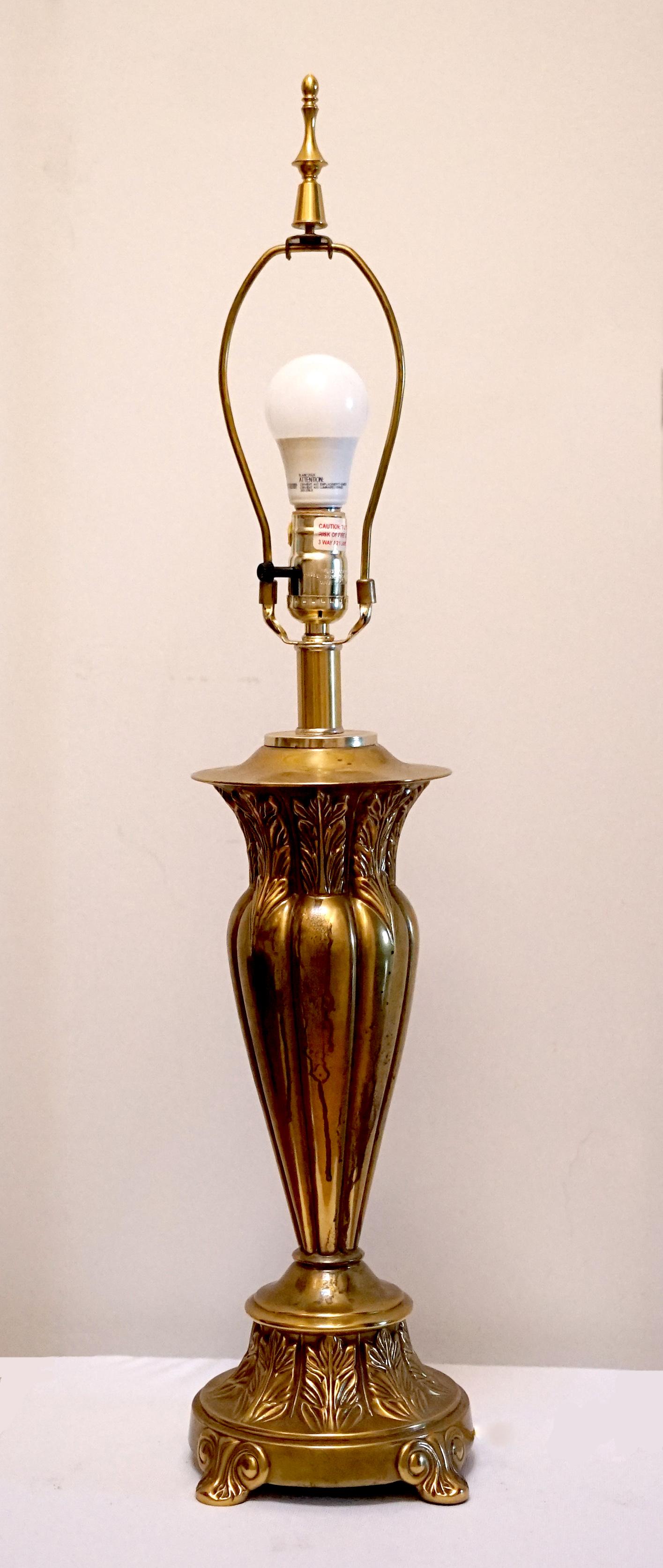 Art Deco Style Brass Table Lamp with Neo Classical Flair For Sale 4