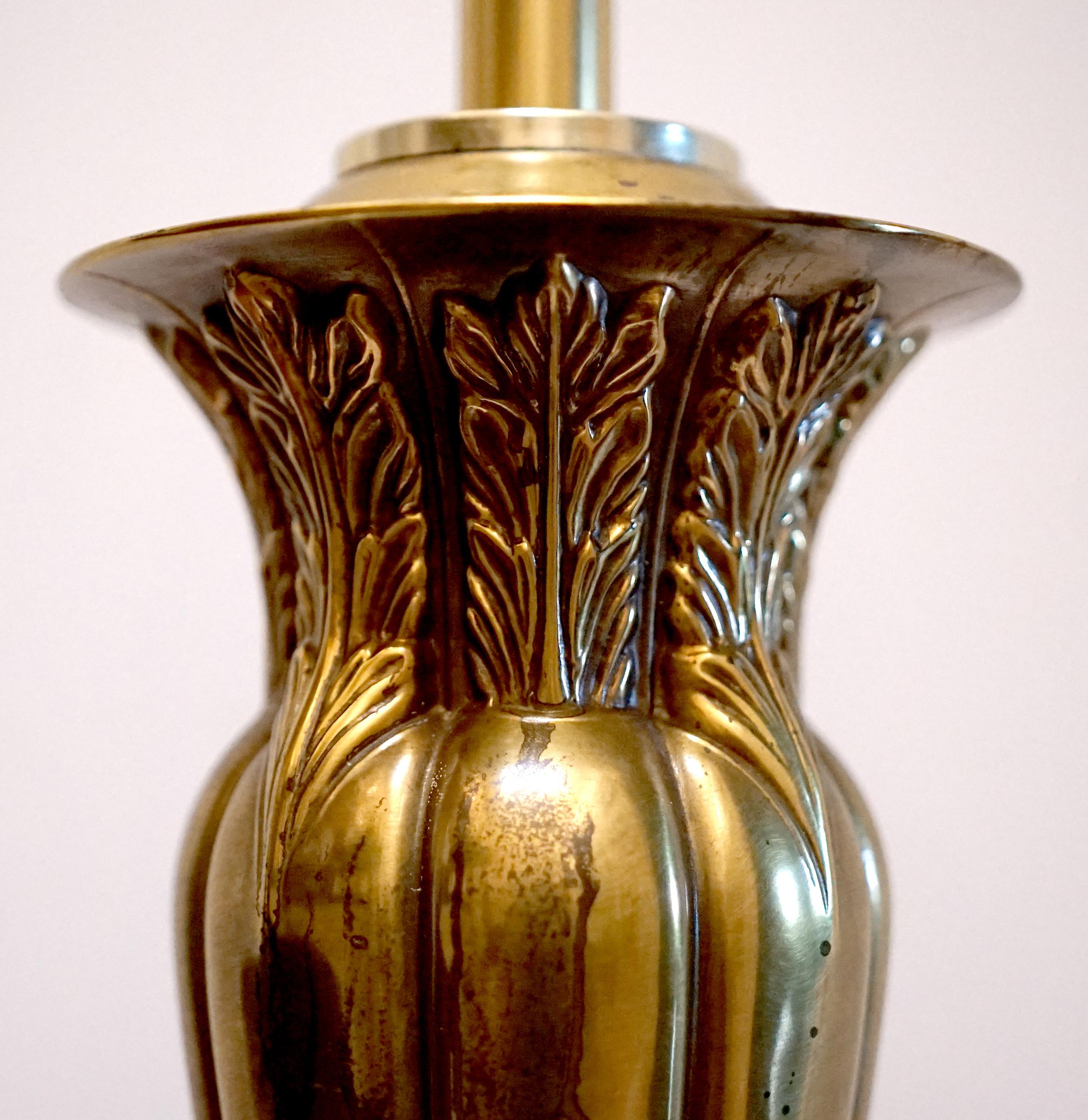 American Art Deco Style Brass Table Lamp with Neo Classical Flair For Sale