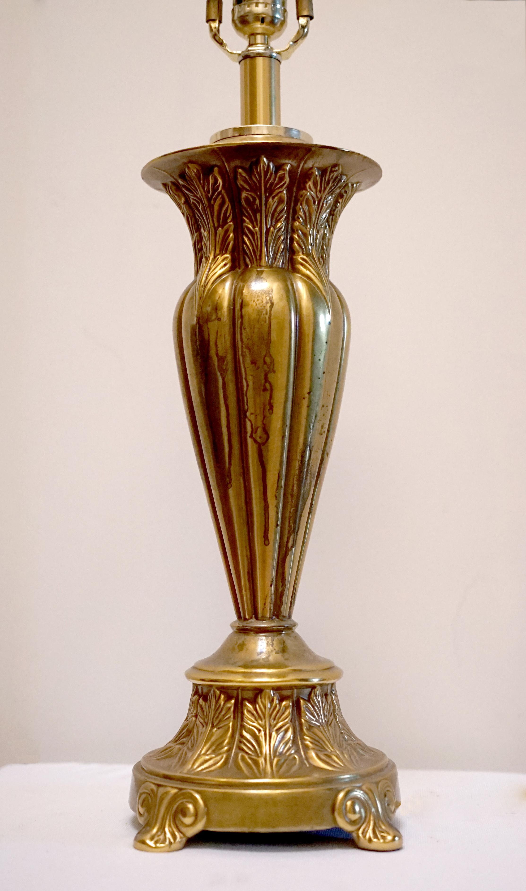 Art Deco Style Brass Table Lamp with Neo Classical Flair In Good Condition For Sale In Lomita, CA