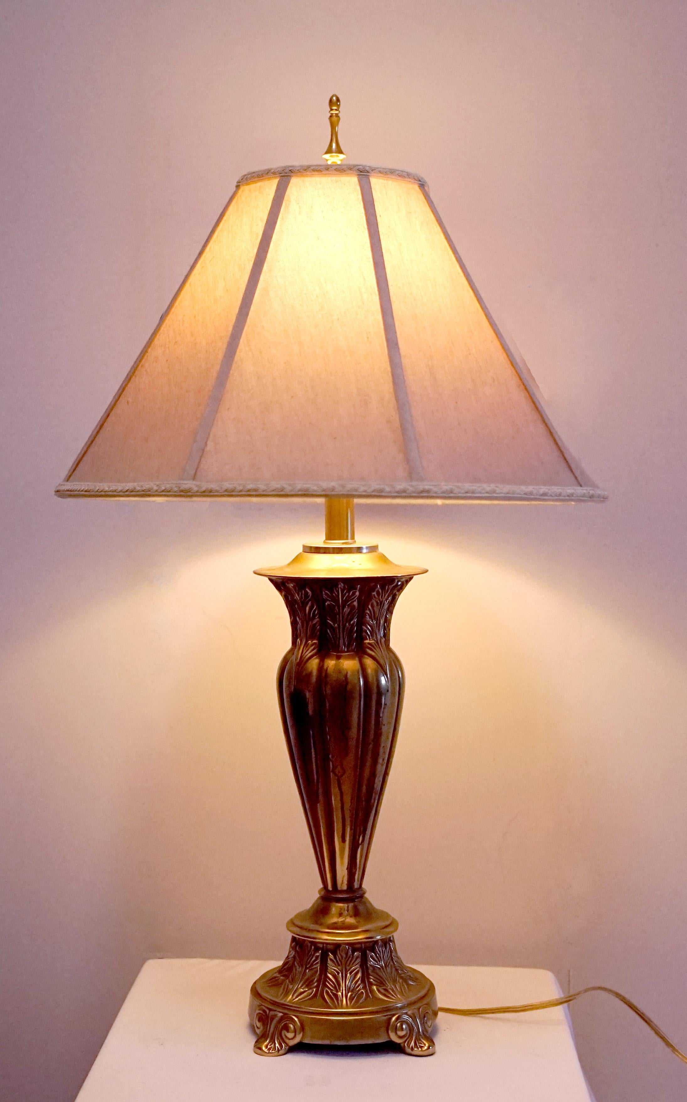 Art Deco Style Brass Table Lamp with Neo Classical Flair For Sale