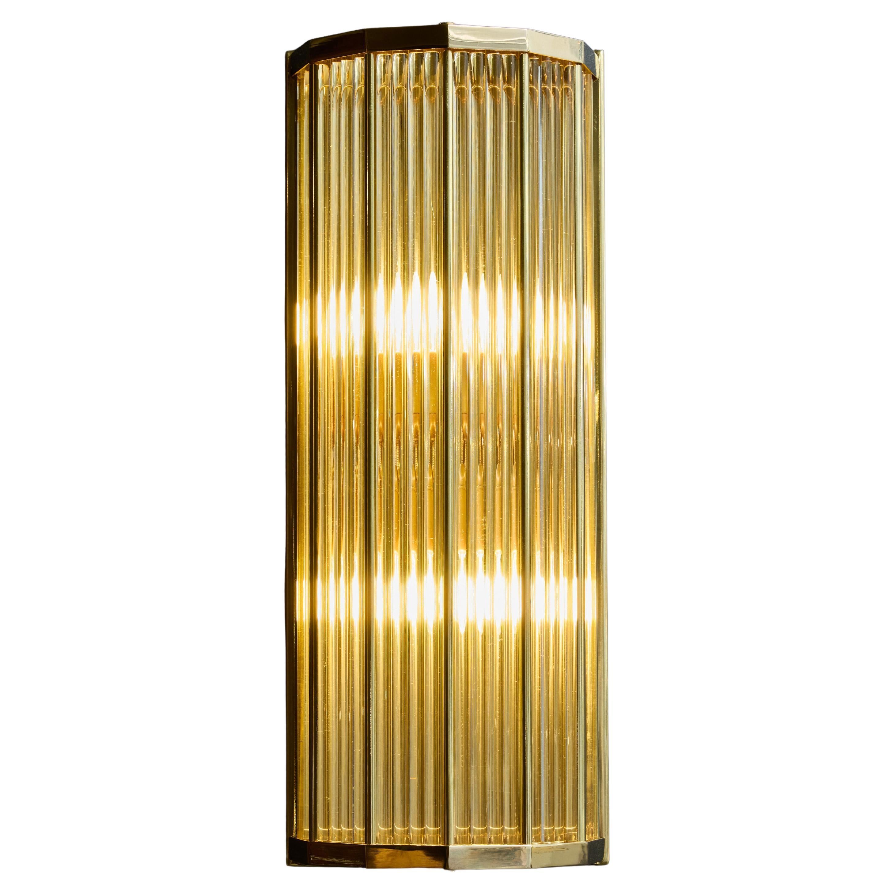 Art Deco Style Brass Wall Sconces with Glass Rods