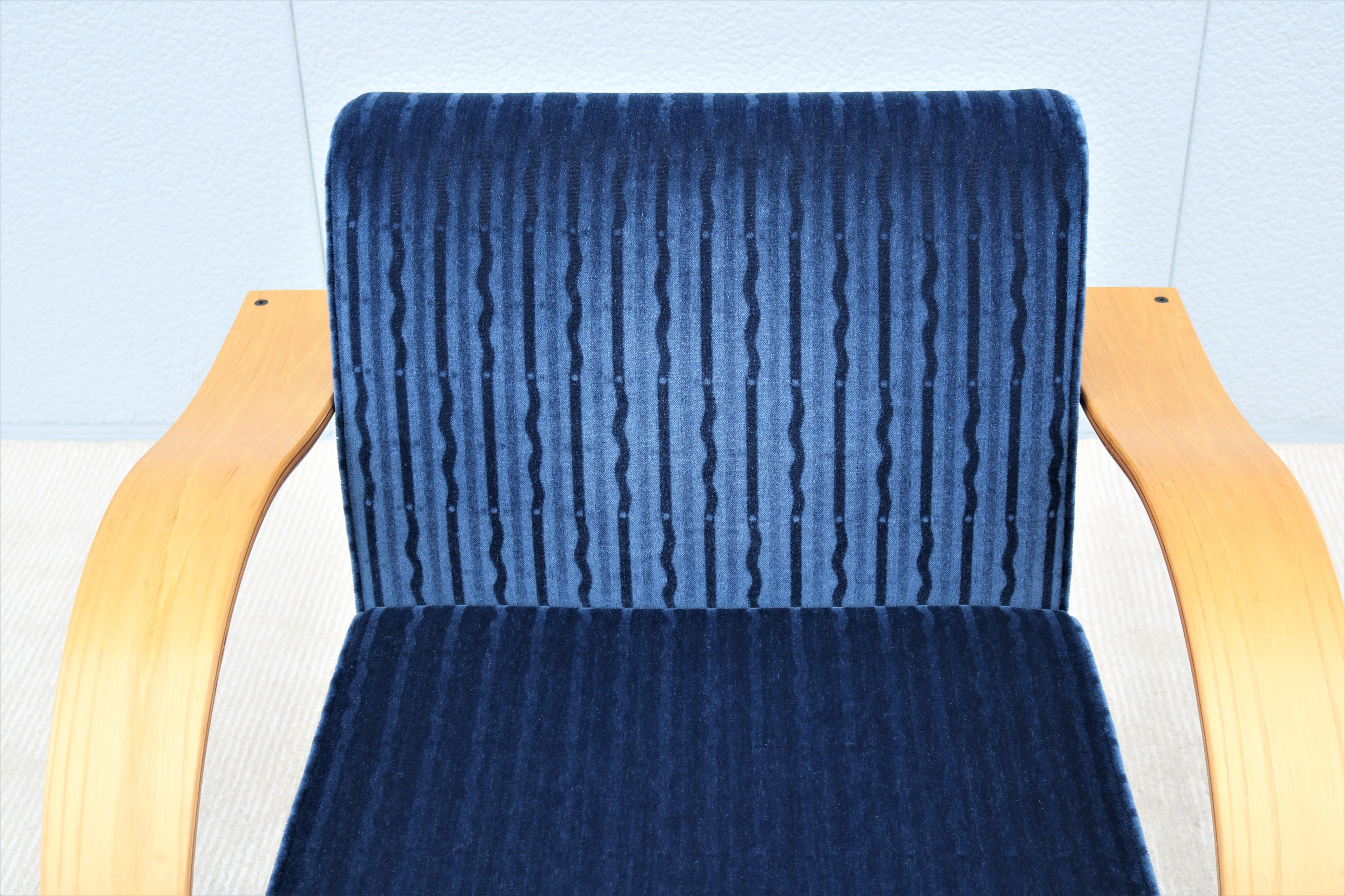 Art Deco Style Brian Kane for Nienkamper Regal Blue Mohair Spirit Lounge Chair 1