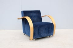 Art Deco Style Brian Kane for Nienkamper Regal Blue Mohair Spirit Lounge Chair