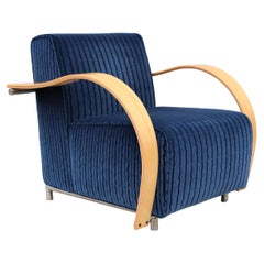 Art Deco Style Brian Kane for Nienkamper Regal Blue Mohair Spirit Lounge Chair
