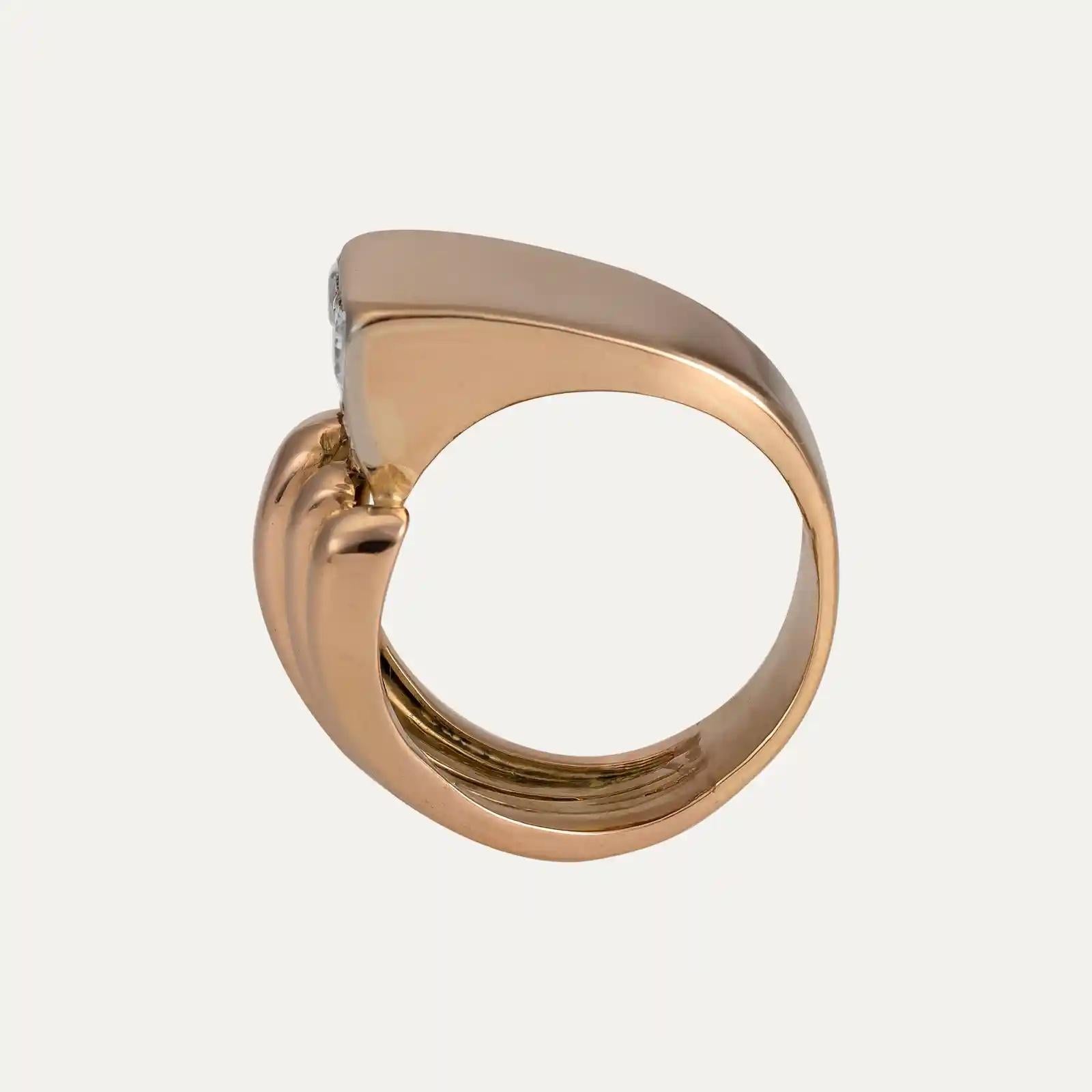 Anillo de Oro Rosa con Diamantes Brillantes Estilo Art Déco Art Decó en venta