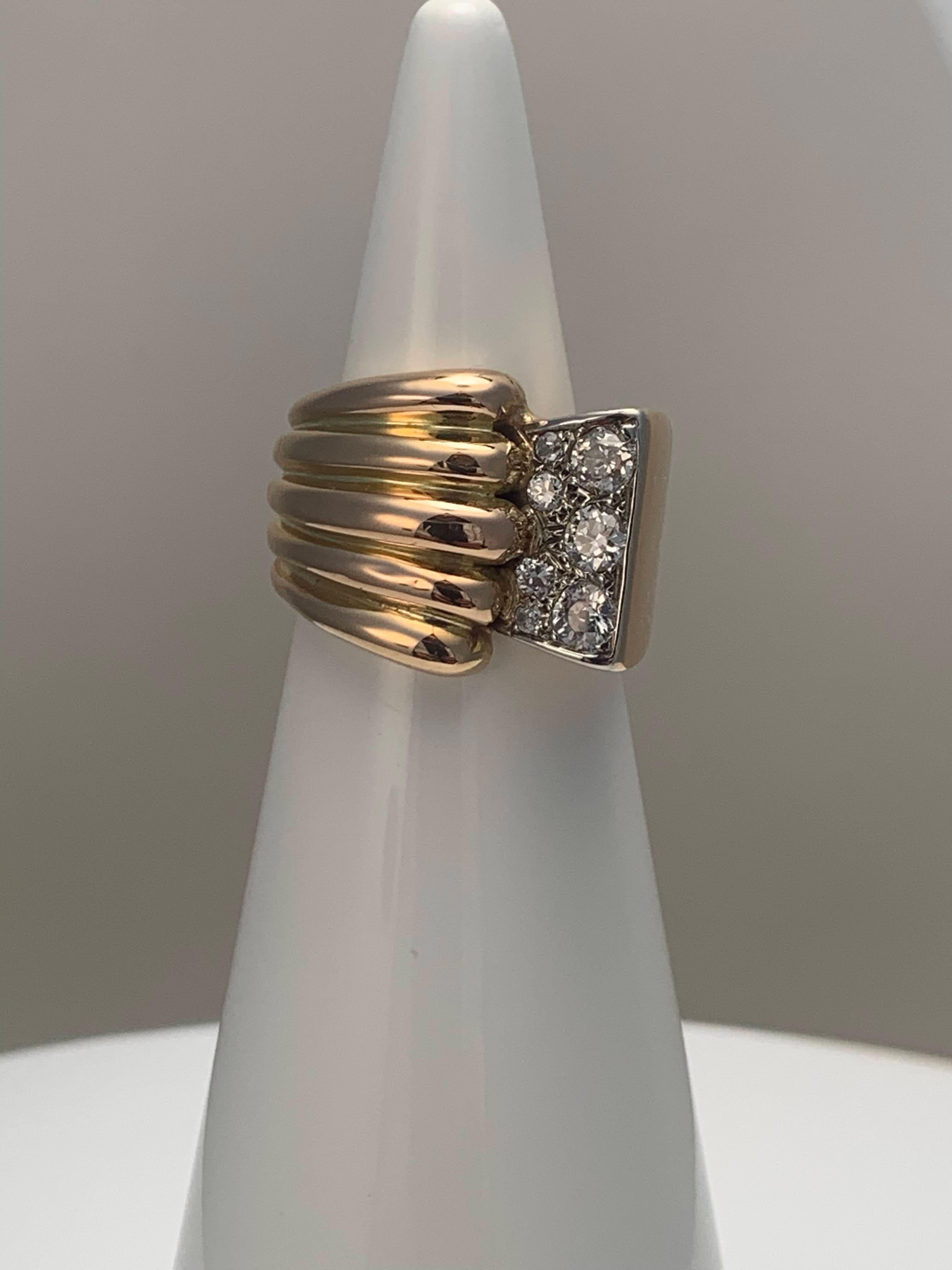 Anillo de Oro Rosa con Diamantes Brillantes Estilo Art Déco en Excelente estado para la venta en Lisboa, PT