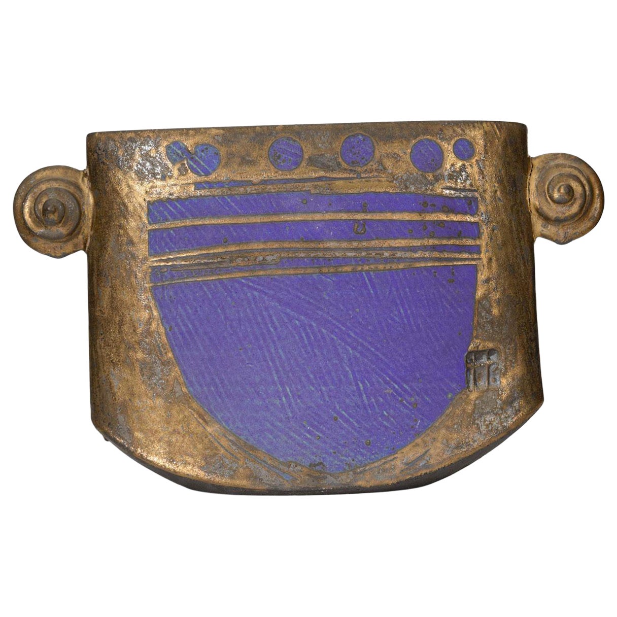 Art Deco Style Bronze and Blue Porcelain Vase For Sale