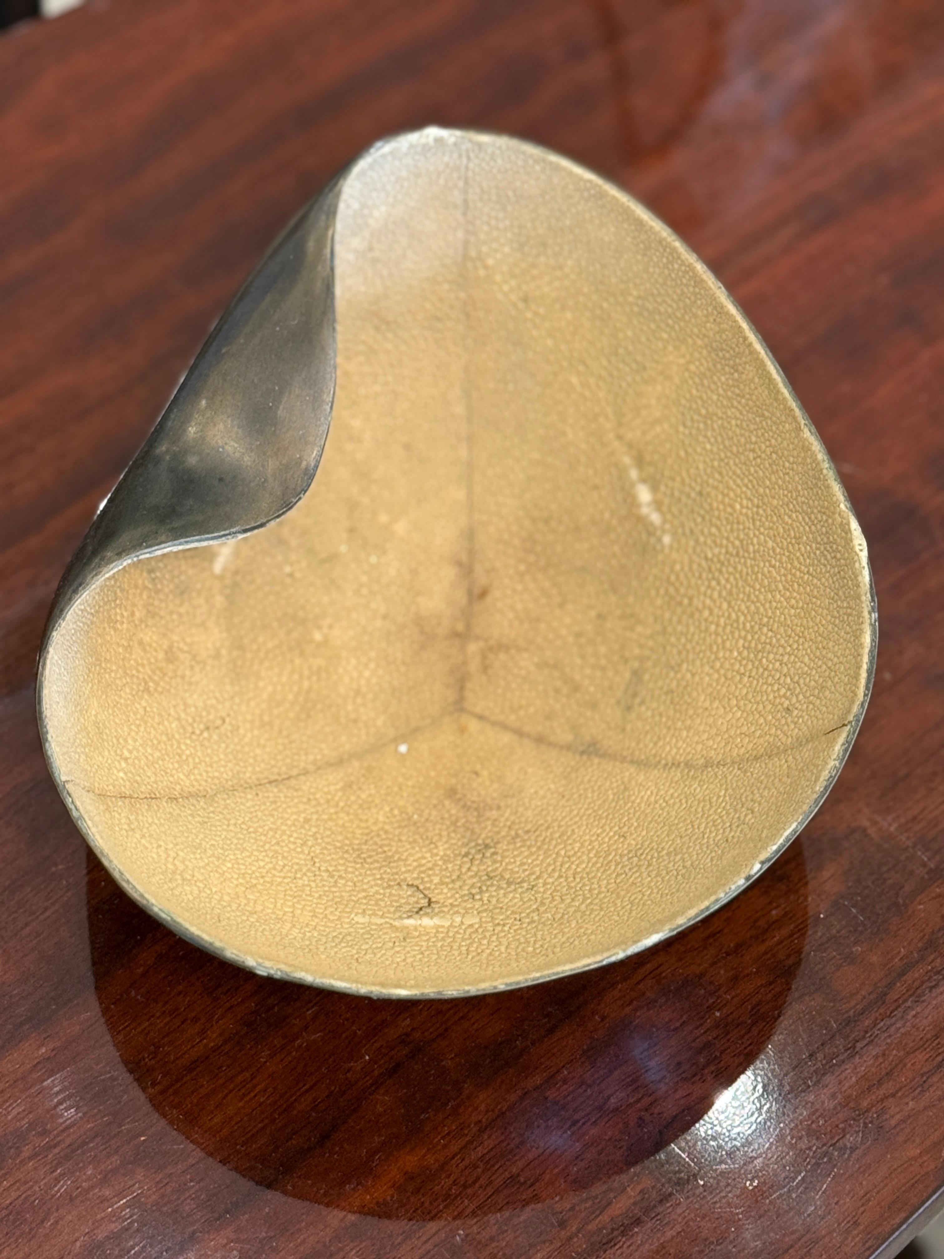 French Art Deco Style Bronze and Shagreen Bowl For Sale