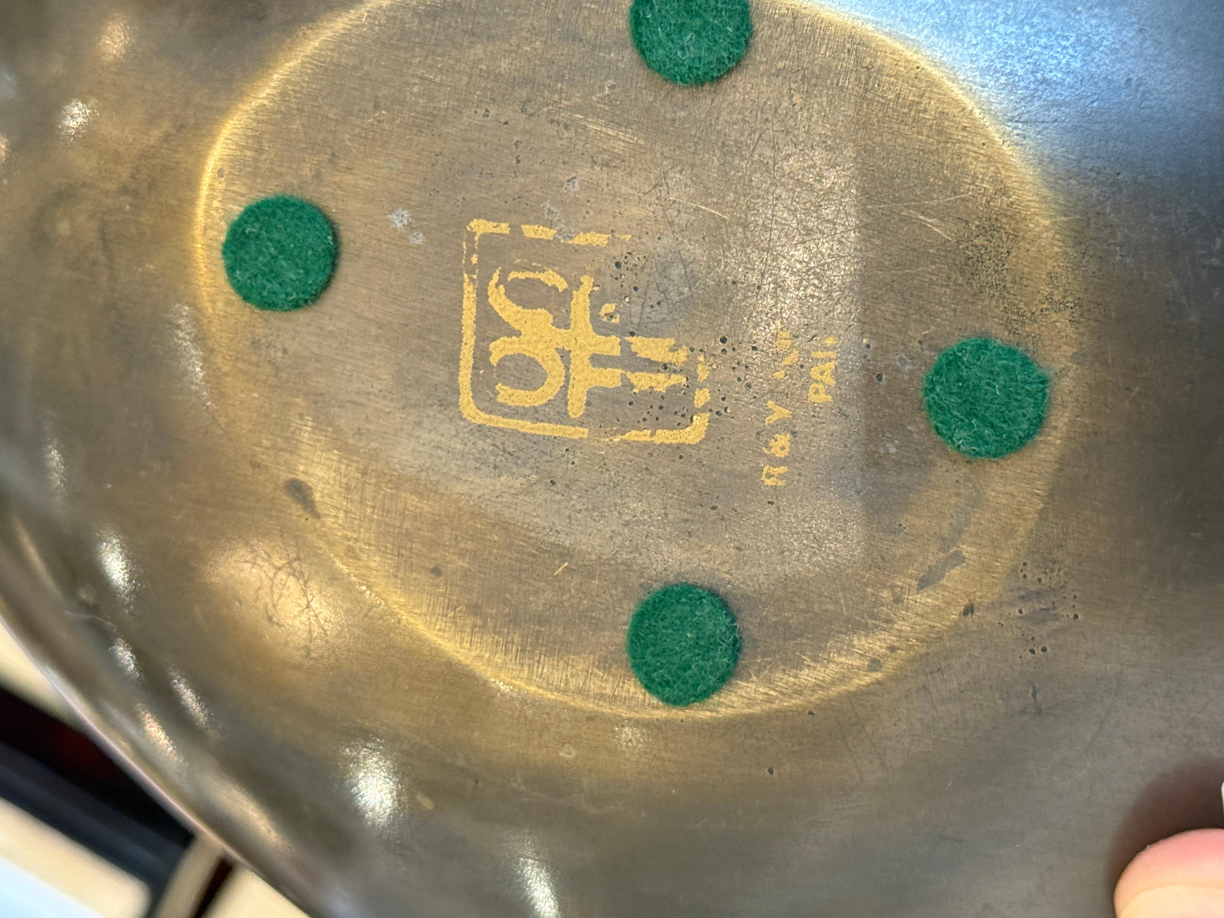 Contemporary Art Deco Style Bronze and Shagreen Bowl For Sale