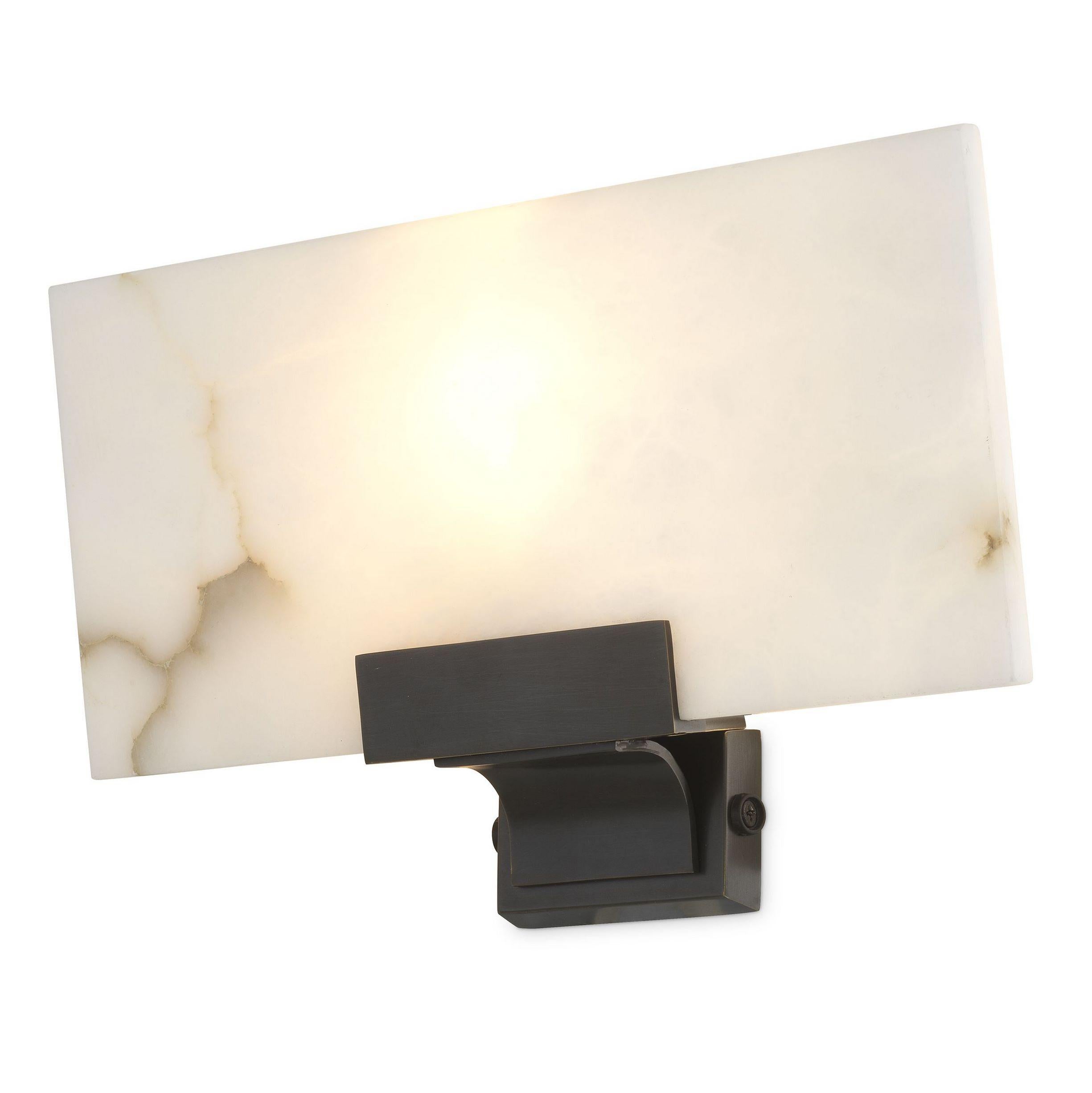Art Deco Style Bronze and White Alabaster Wall Light For Sale 1
