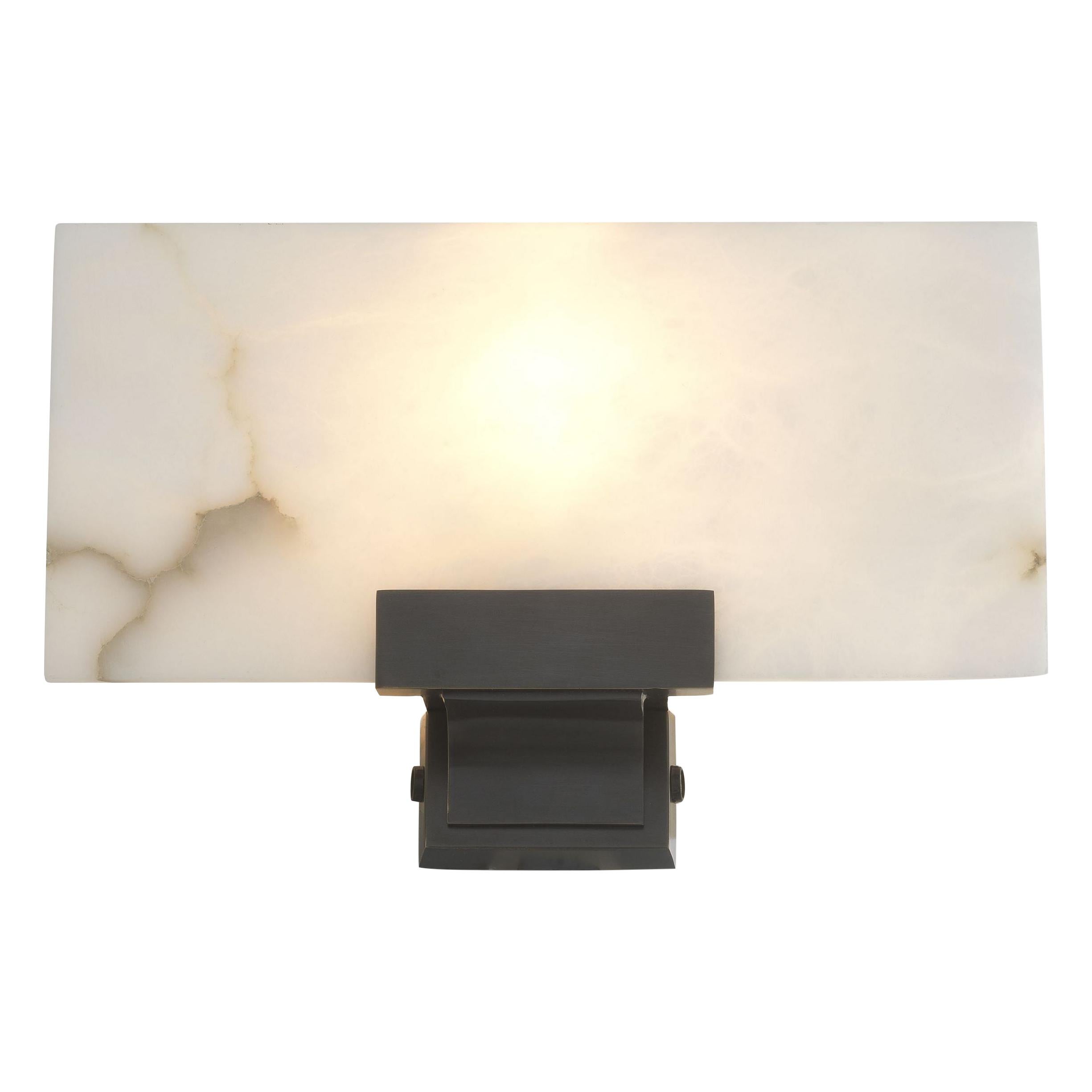 Art Deco Style Bronze and White Alabaster Wall Light For Sale