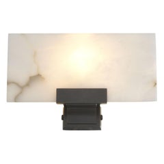 Art Deco Style Bronze and White Alabaster Wall Light