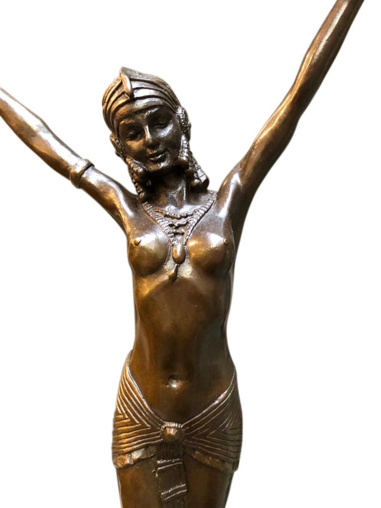20th Century Art Deco Style Bronze Ballerina on Marble Base, Artist J.B Deposee For Sale