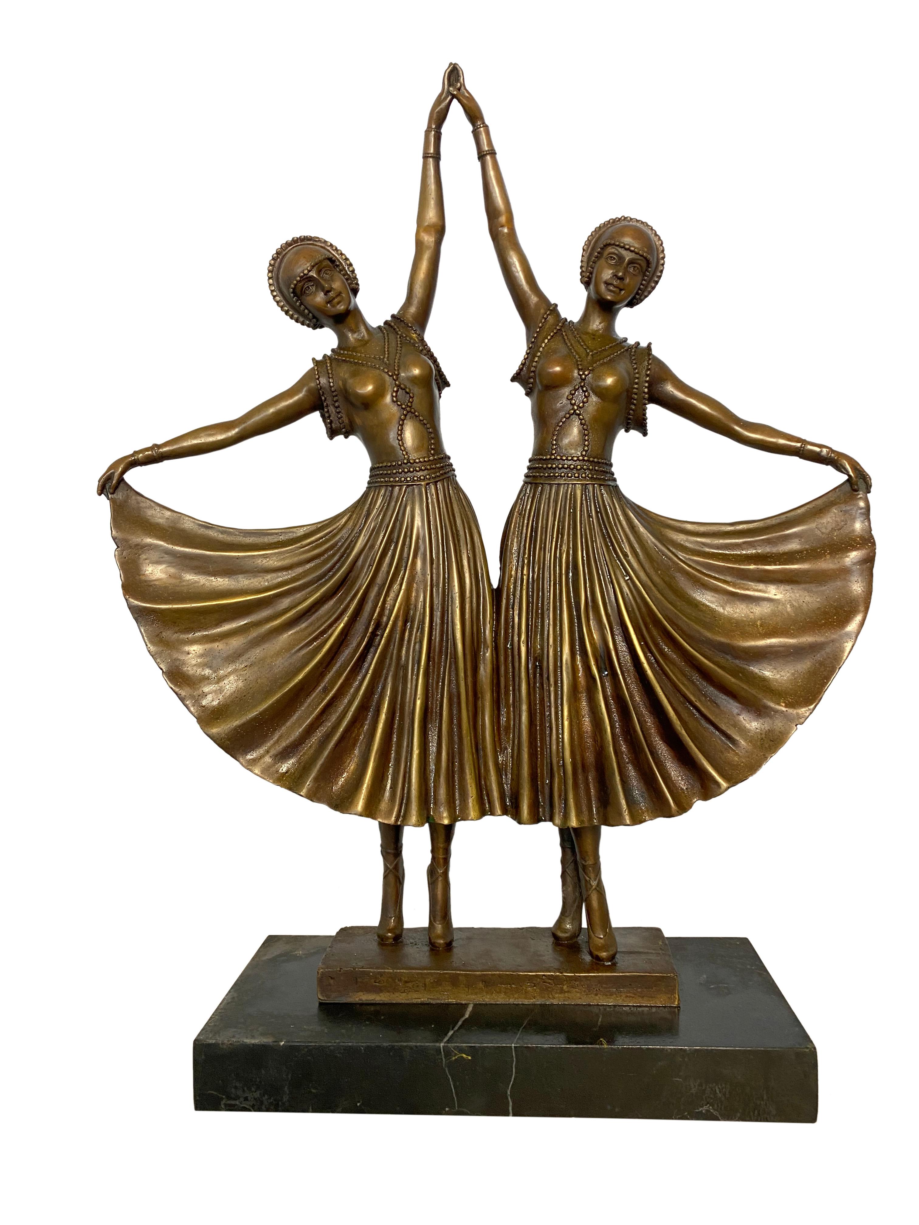 Art Deco Style Bronze Ballerinas, 20th Century In Good Condition For Sale In London, GB