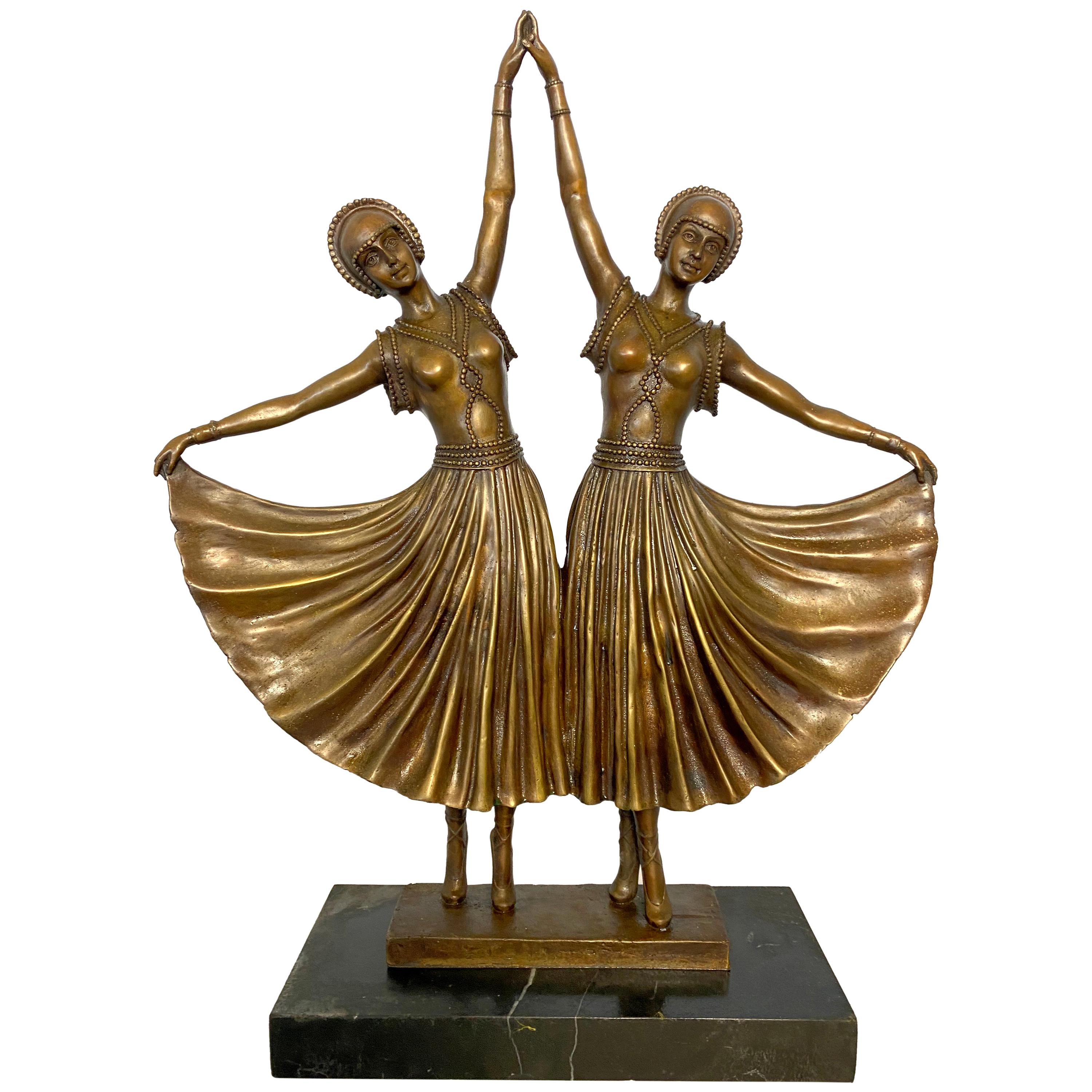 Art Deco Style Bronze Ballerinas, 20th Century For Sale