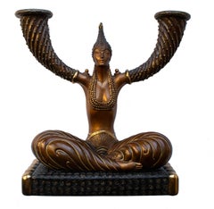 Bronzeleuchter im Art-déco-Stil "Fortune" von Romain Tirtoff (Erté)