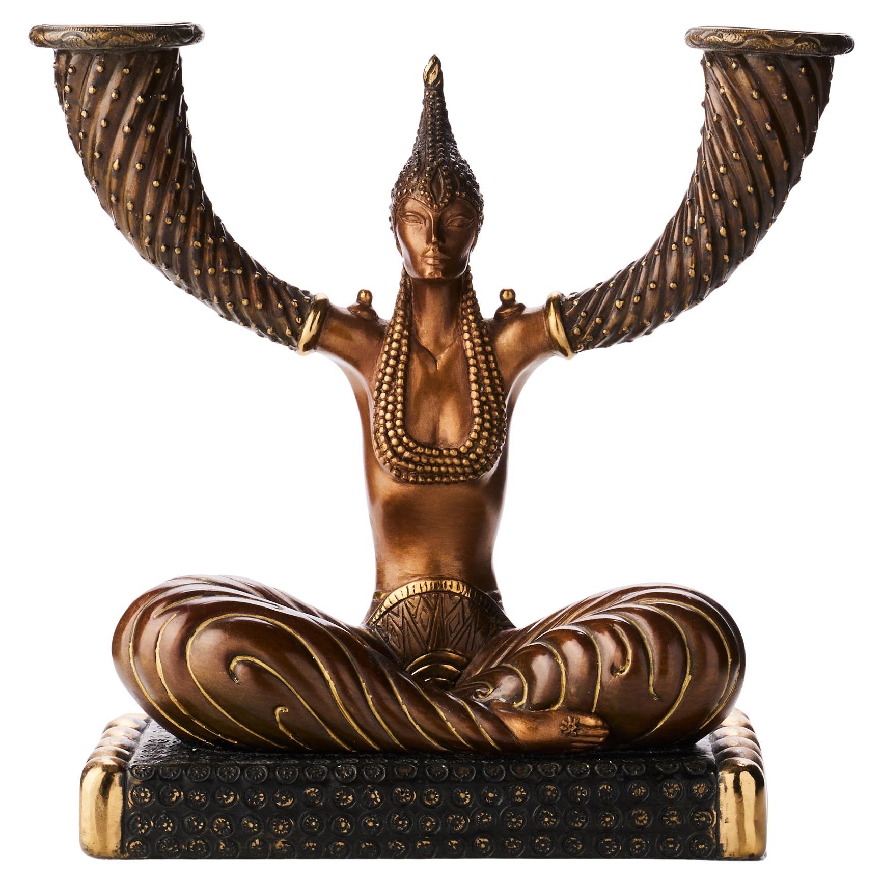 Candelabro de Bronce Estilo Art Déco "Fortuna" de Romain Tirtoff (Erté)