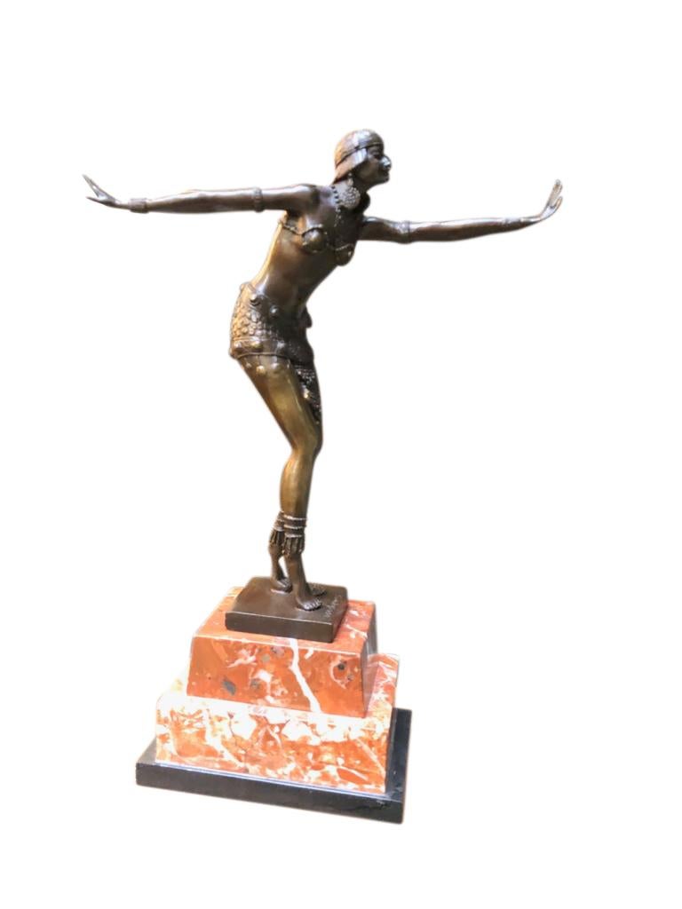 Art Deco Style Bronze Exotic Dancer, J.B Deposee, 20th Century For Sale 2