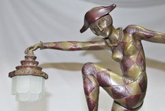 Art Deco Style Bronze Harlequin Lamp