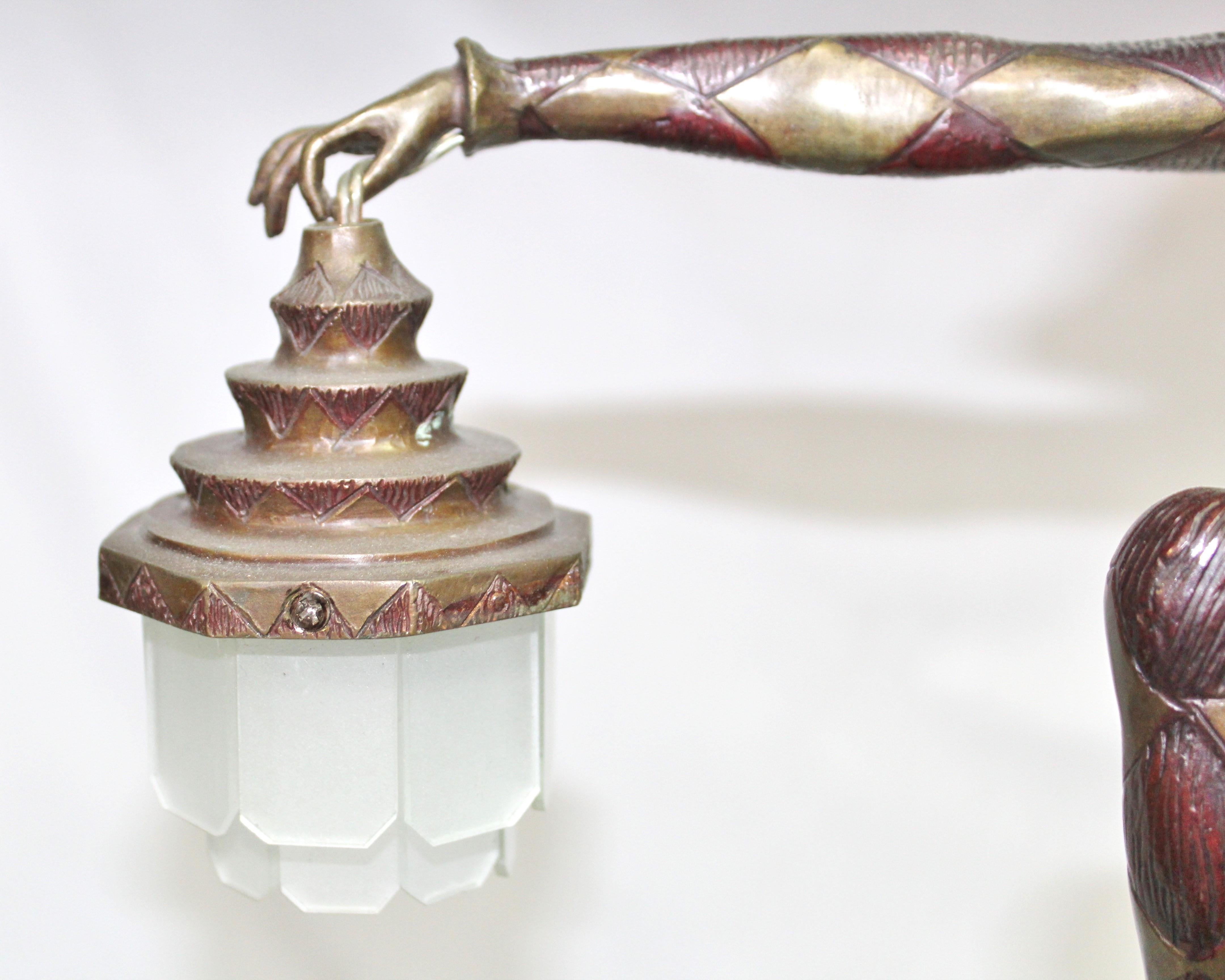 Lámpara Arlequín de Bronce Estilo Art Déco Art Decó en venta