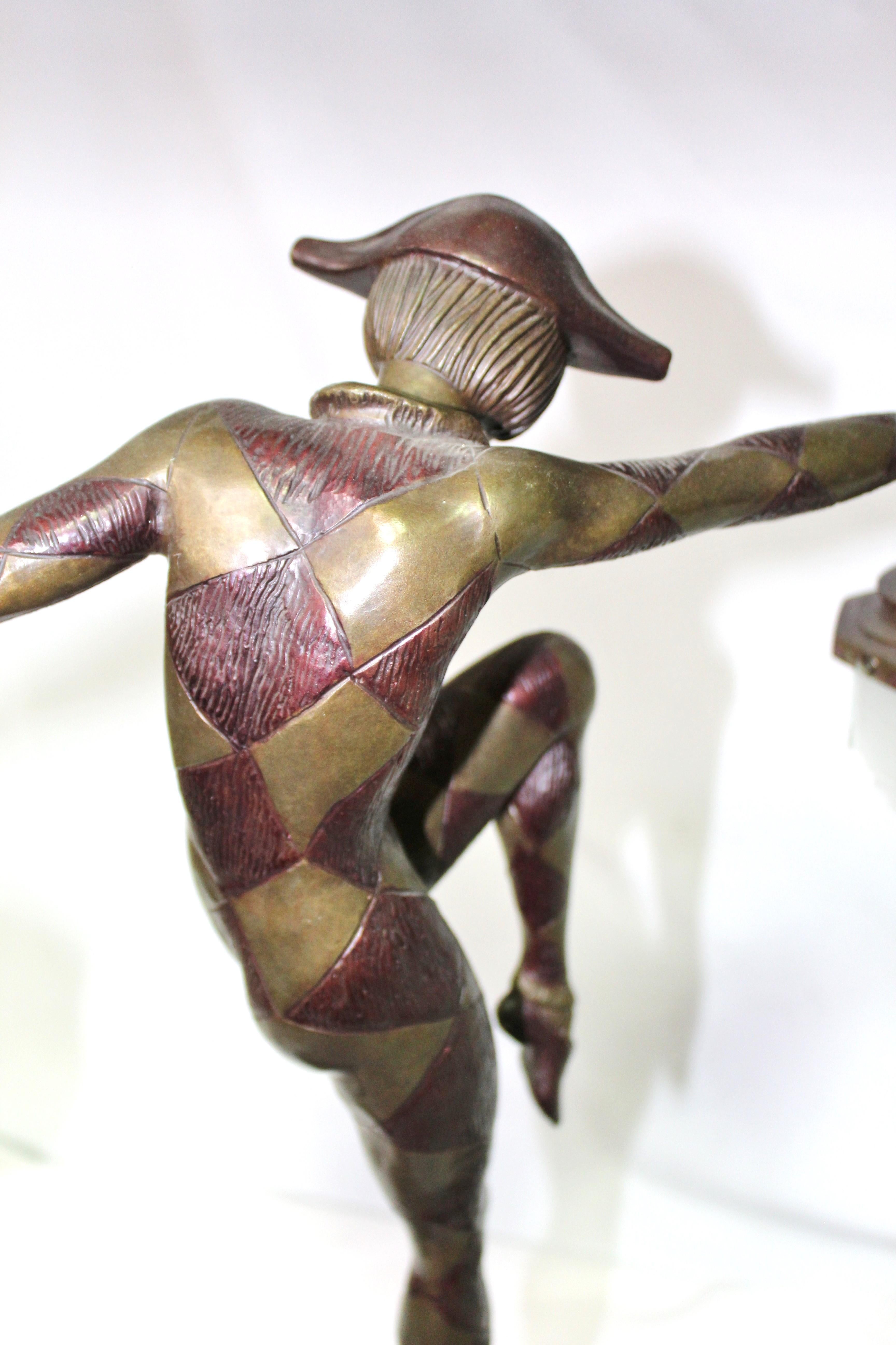 Lámpara Arlequín de Bronce Estilo Art Déco Estadounidense en venta