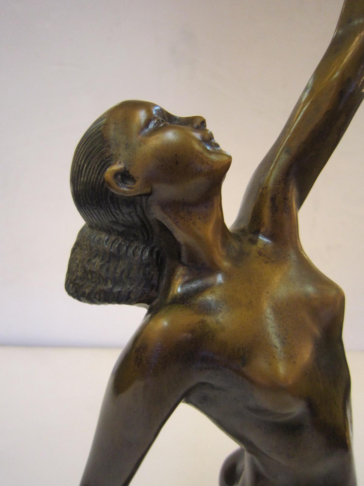 20th Century Art Deco Style Bronze Sculpture of a Nude Holding a Bird