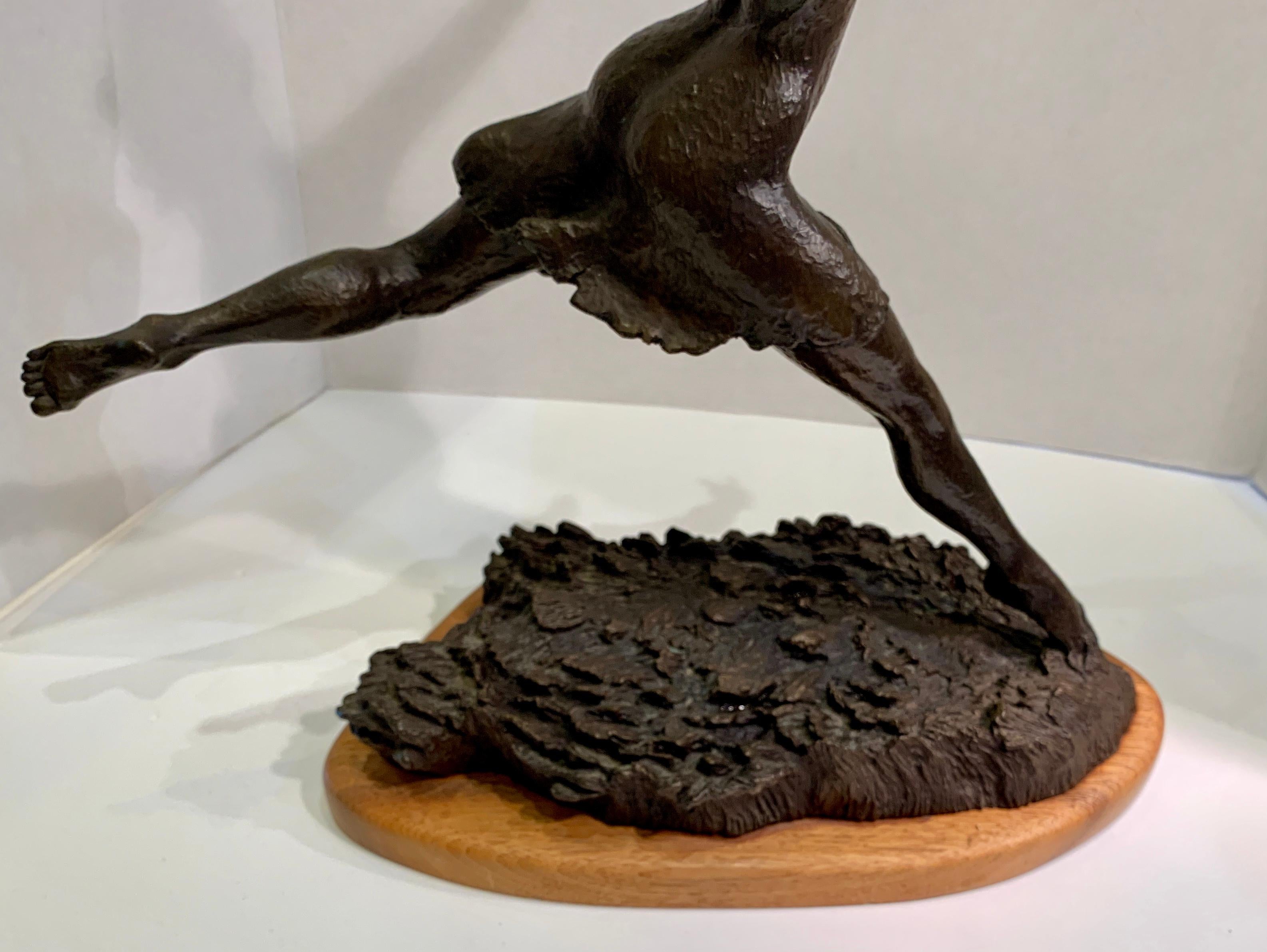 Art Deco Style Bronze Sculpture of a Woman Reaching for Seagulls by M. Young 9
