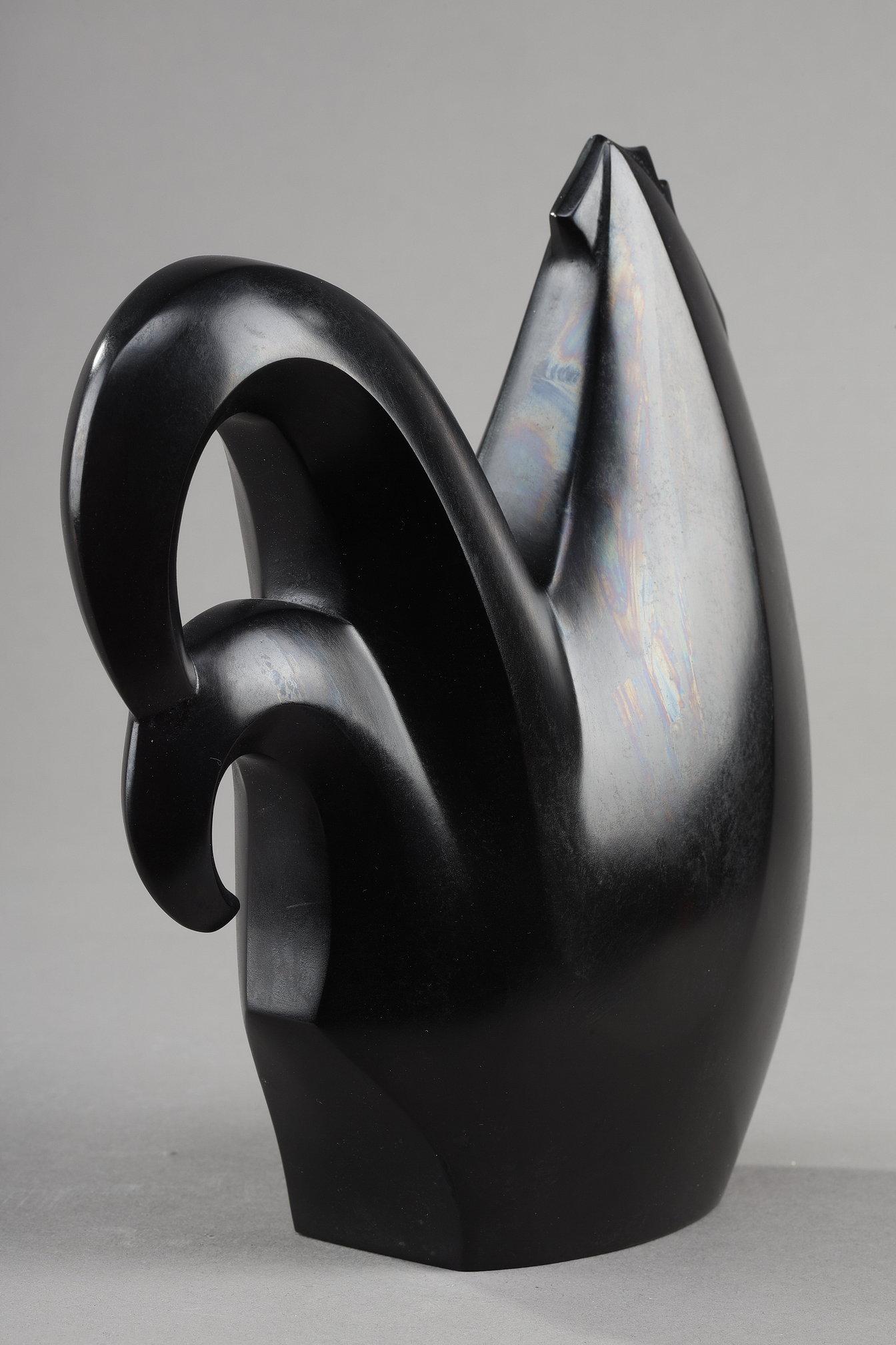 Bronzeskulptur eines stilisierten Hahns im Art Déco-Stil aus Japan im Angebot 1