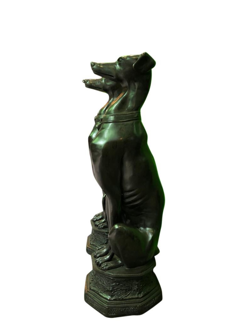 European Art Deco Style Bronze Sitting Greyhound Dogs, 20th Century For Sale