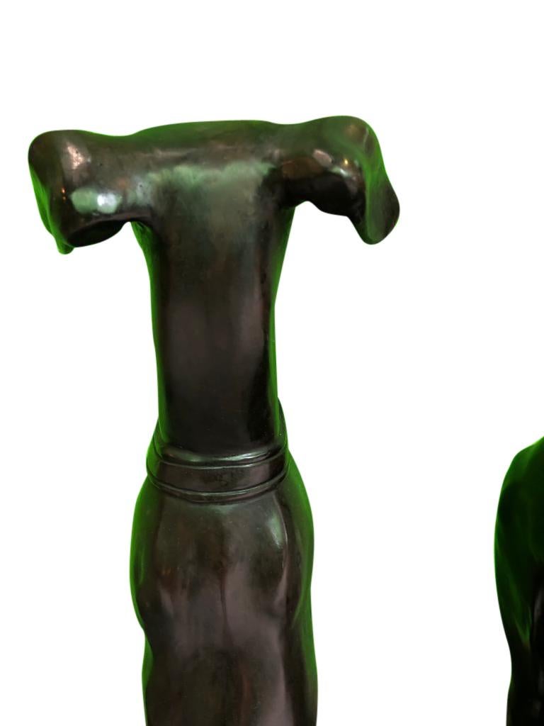 Art Deco Style Bronze Sitting Greyhound Dogs, 20th Century For Sale 2