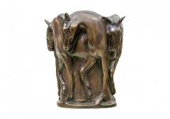 Art Deco Style  Bronze Vase - Wine Cooler With Horse Figures