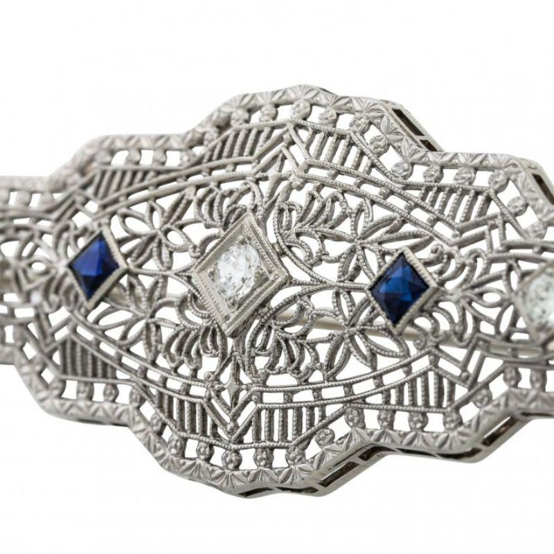 Women's Art Deco Style Brooch with 3 Old European Cut Diamonds For Sale