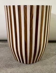 Art Deco Style Brown and White Resin Side, End Table or Stool, a Pair