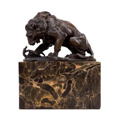 Art Deco Style Brown Patinated Bronze Animal Sculpture