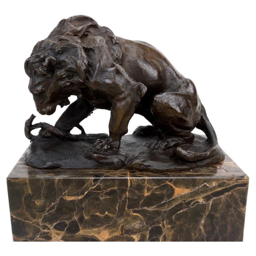 Art Deco Style Brown Patinated Bronze Animal Sculpture For Sale