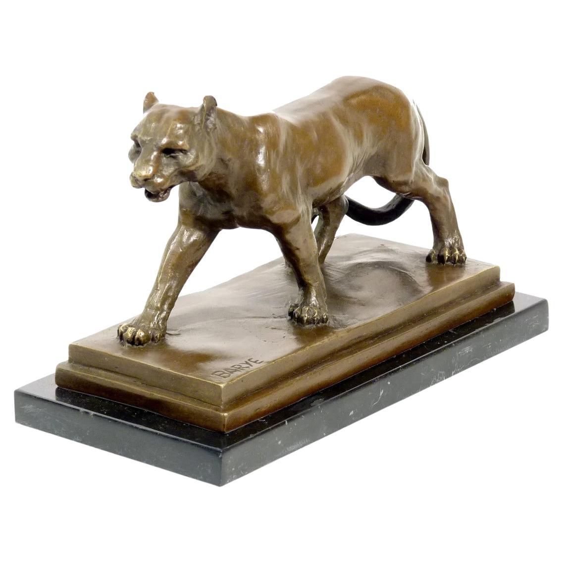 Art Deco style Brown Patinated Bronze Panther Sculpture