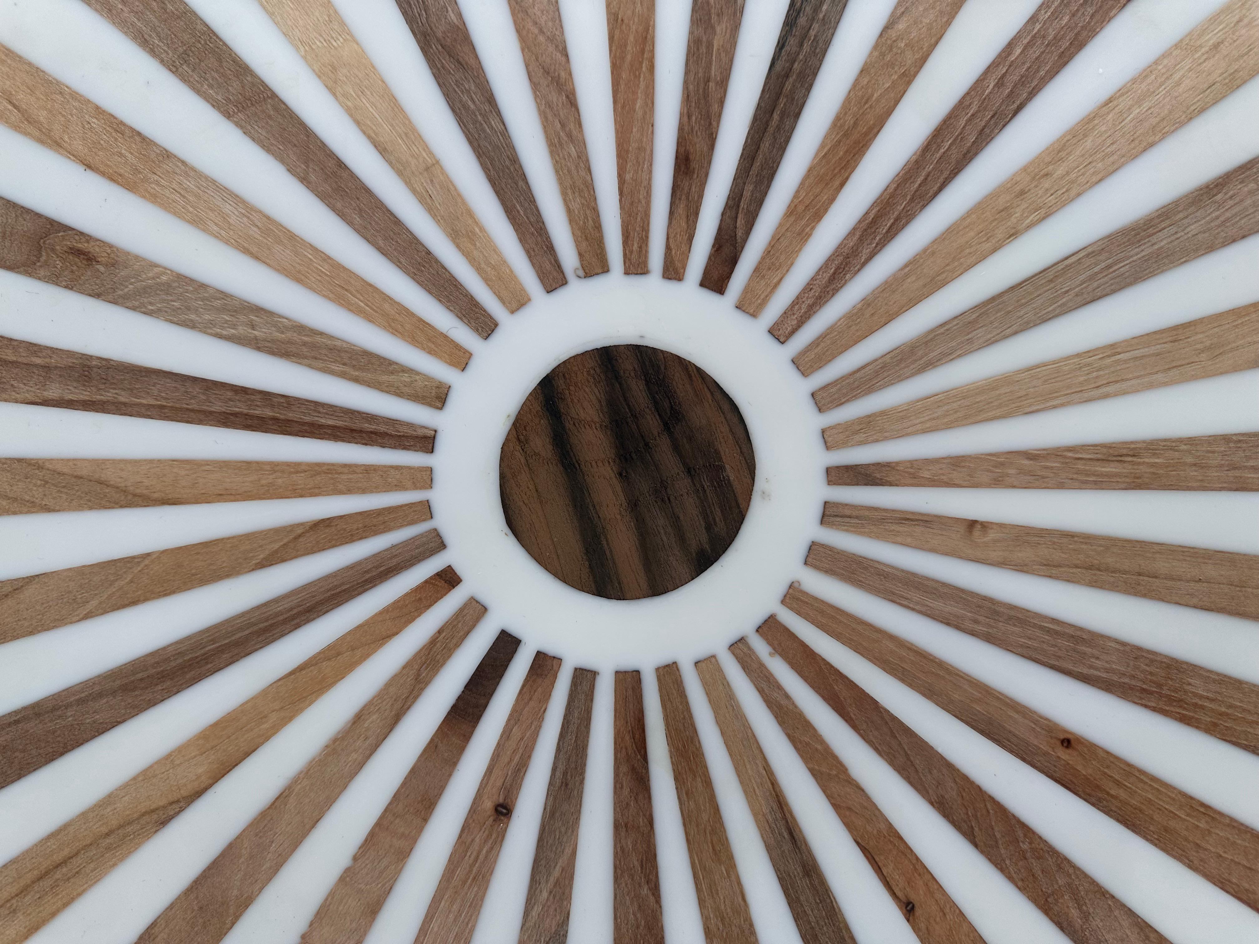 Art Deco Style Brown & White Cylindrical Walnut Resin End Table or Stool, a Pair For Sale 6