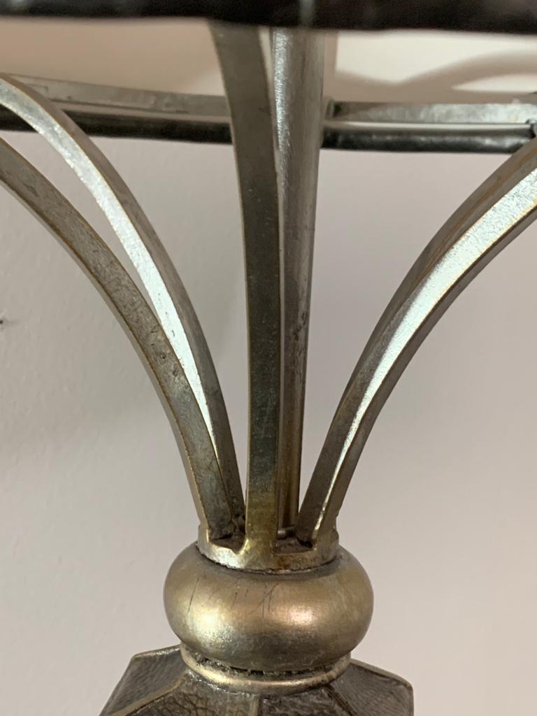 Art Deco Style Brutalist Metal Table Lamp, 1980s For Sale 1