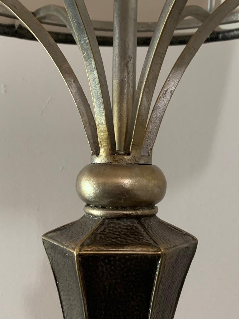 Art Deco Style Brutalist Metal Table Lamp, 1980s For Sale 4