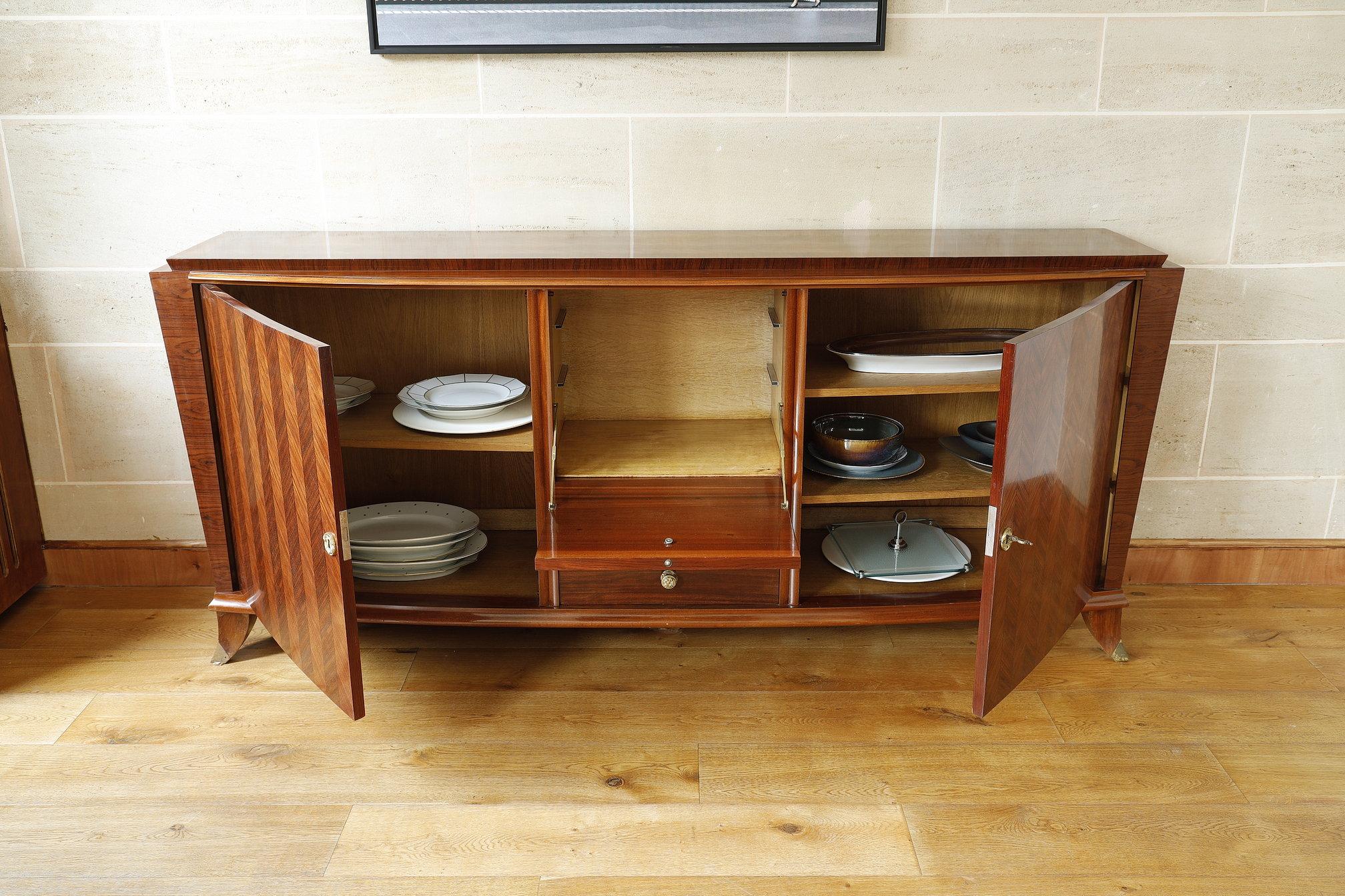 Rosewood Art déco style Buffet in the taste of Jules Leleu For Sale